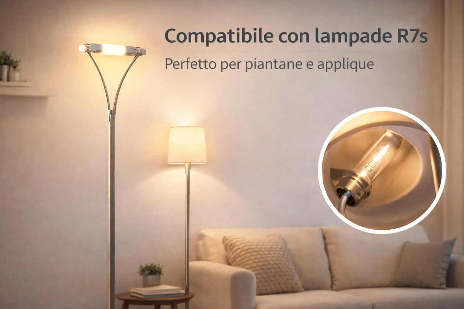 Portalampada R7s 78mm 118mm 189mm – Set 2 Ricambio per Lampade Piantana, Applique e Faretti – Attacco R7s in Steatite Alta Resistenza 250V 8A con Cavi 25cm in Teflon - Prometeo Electronics