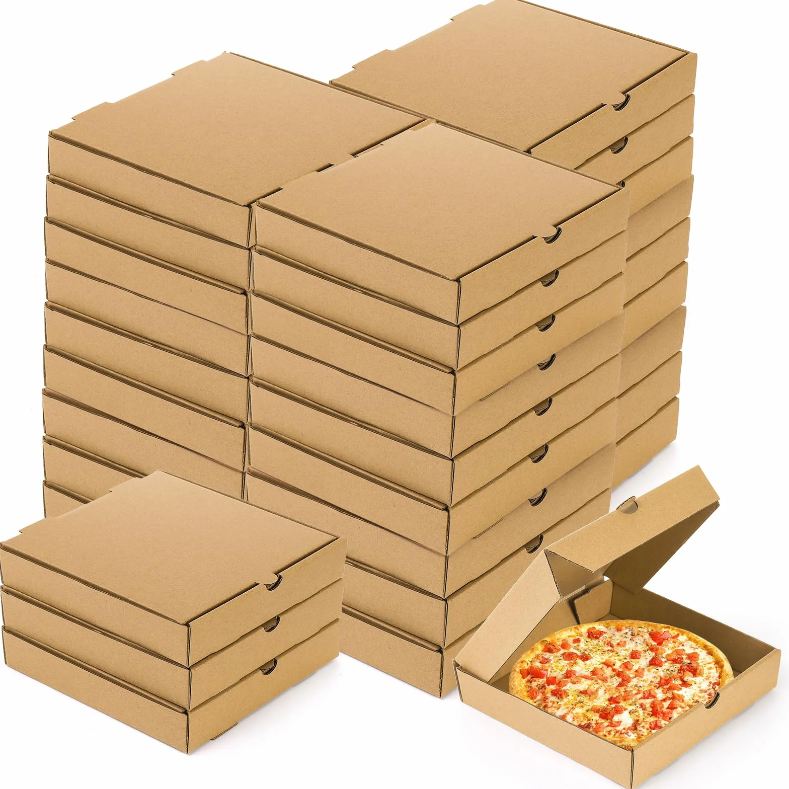ZENFUN 40 mini scatole per pizza in carta kraft 18 x 18 x 3 cm ondulate contenitori da asporto