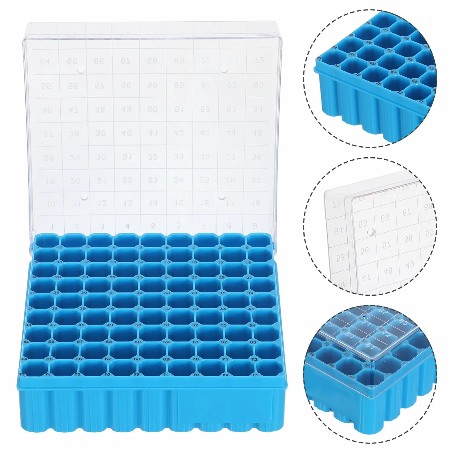 Cabilock Porta Provette in Plastica Blu 81 Pozzetti 1.8ml 2.0ml Laboratorio