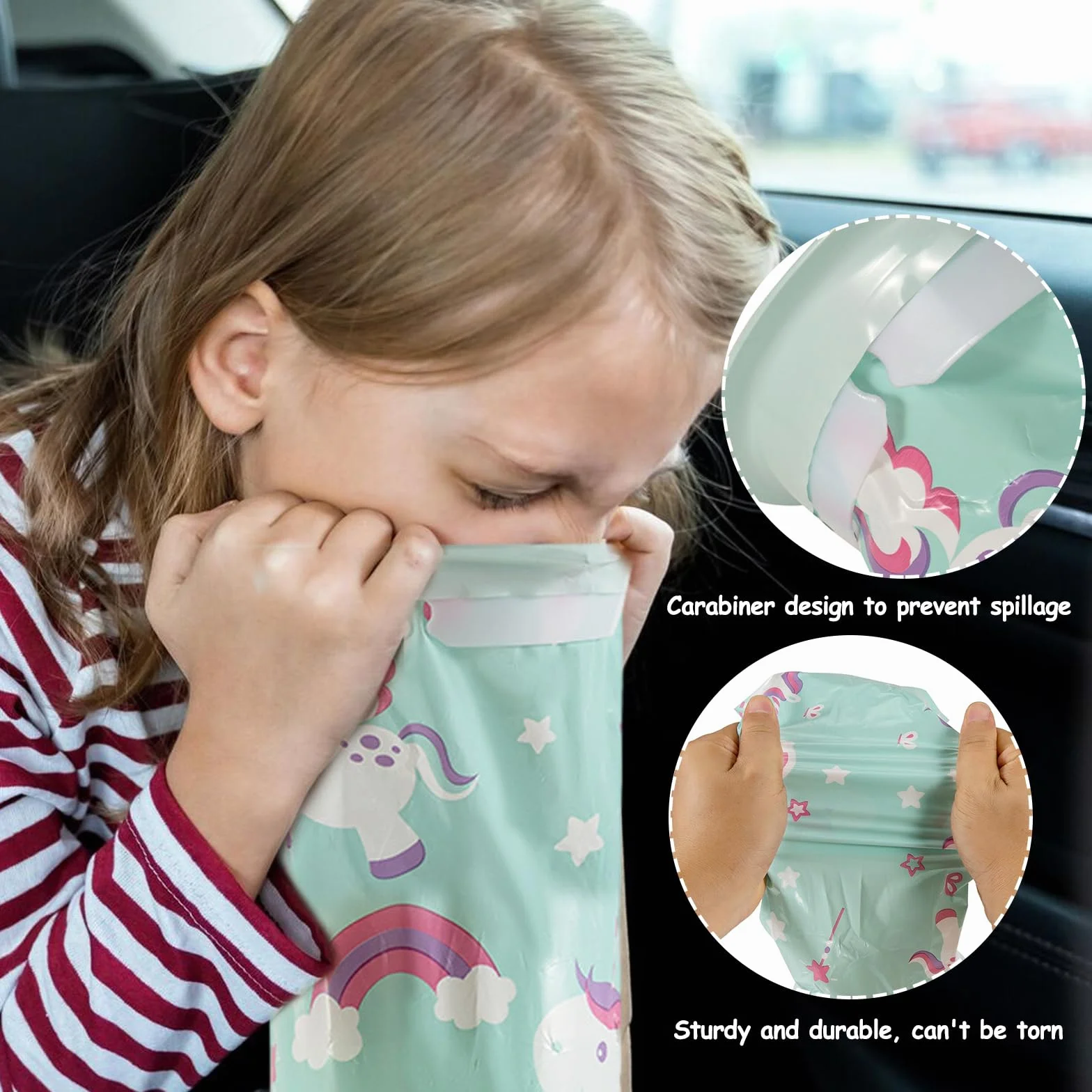 Vomit Bag 16PCS 1500ml Sacchetti Monouso Emesis Per Auto Autobus Aerei Cinetosi da Viaggio Cartoon Style