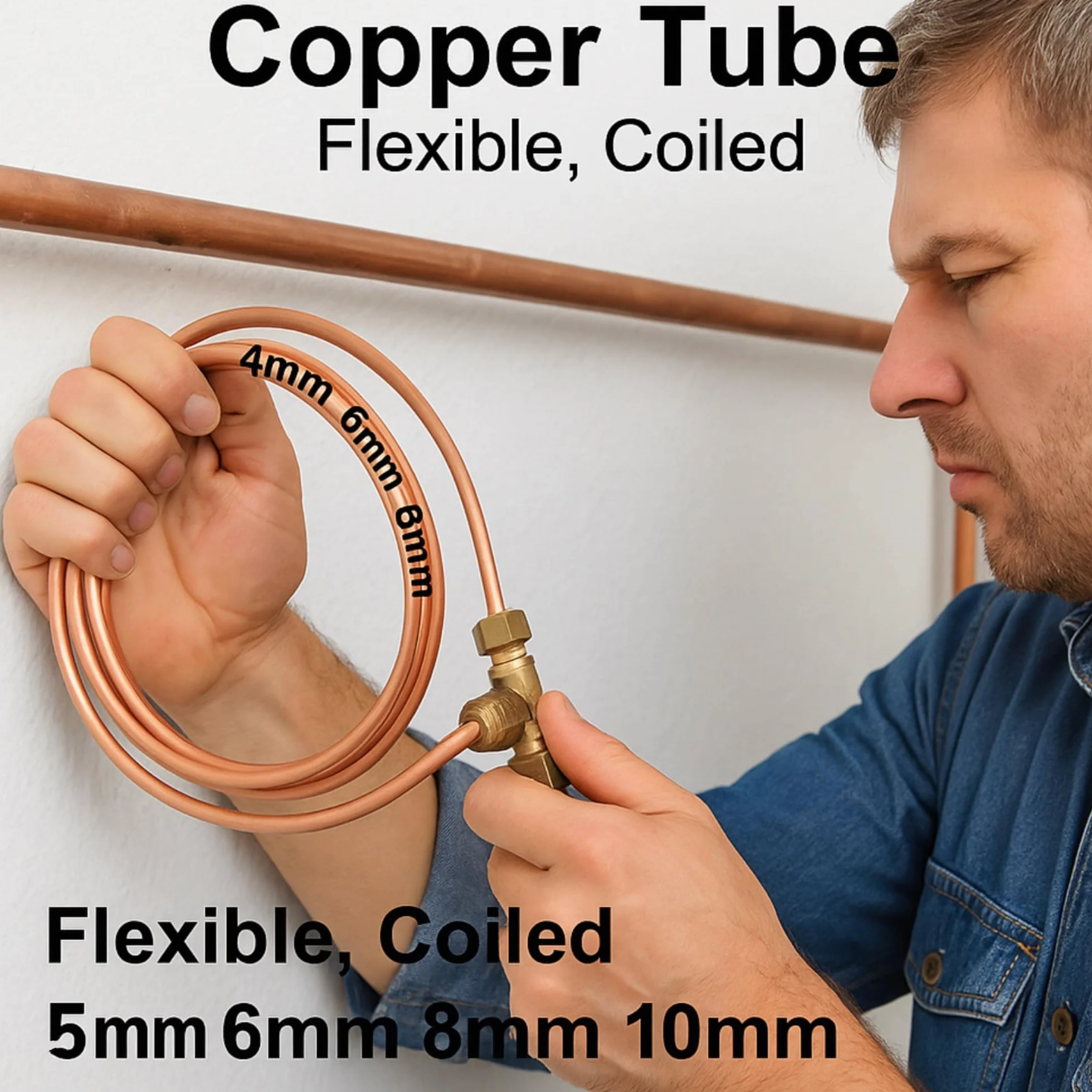 Tubo in rame a spirale flessibile microbore per acqua/gas/impianti idraulici e fai da te (4 mm, 3 metri)