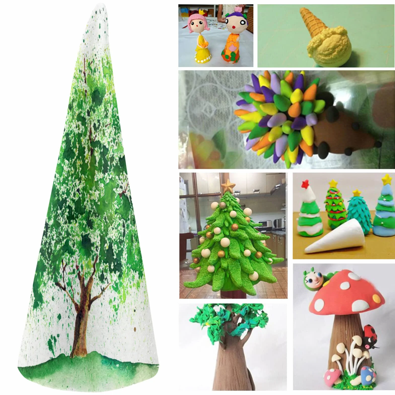 Happyyami Coni di polistirolo in schiuma per fai da te, coni di polistirolo bianco, torre conica di schiuma, materiale artistico per Natale, scuola, progetti fai da te 6