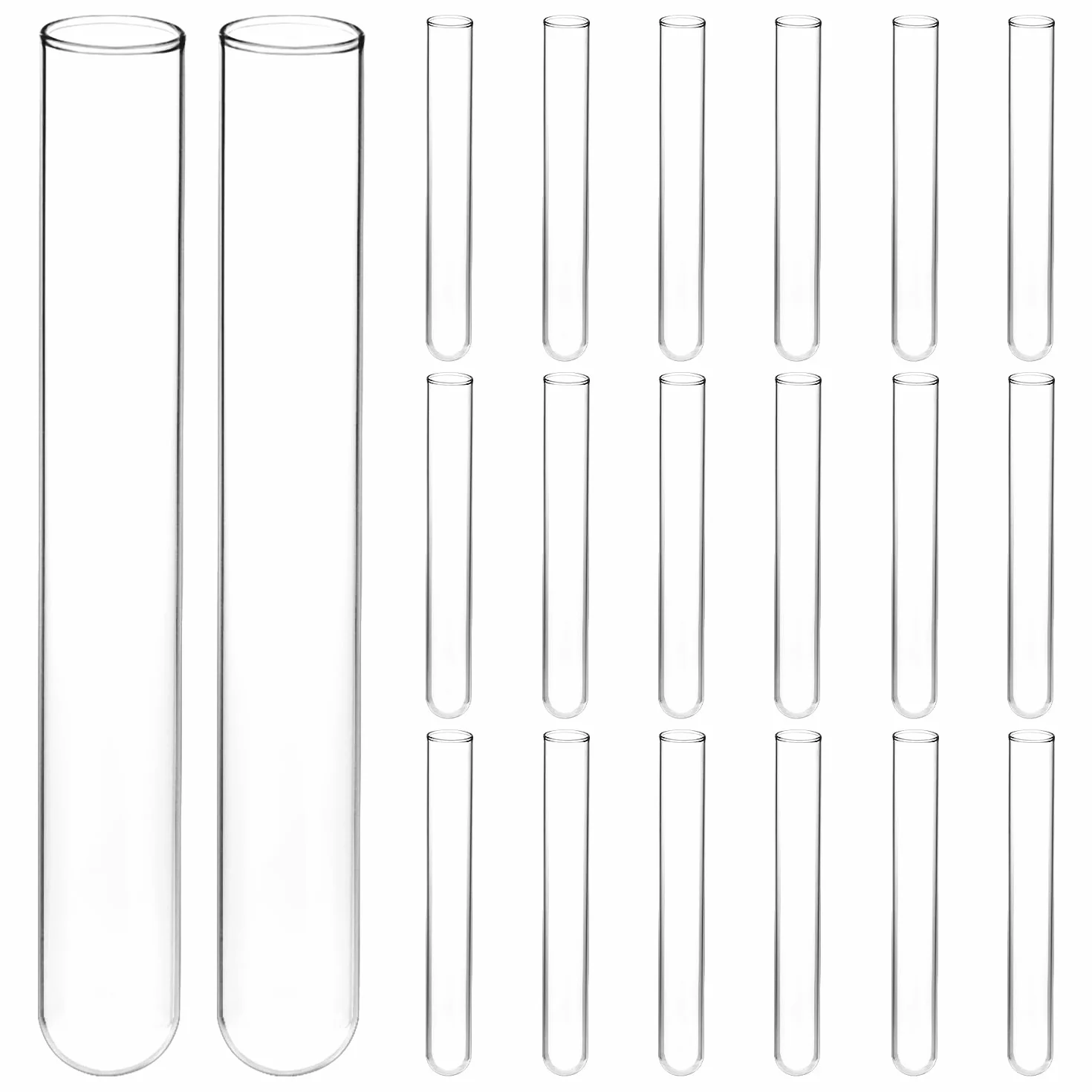QWORK® 20 provette in vetro diametro esterno 20 mm x lunghezza 150 mm fondo rotondo