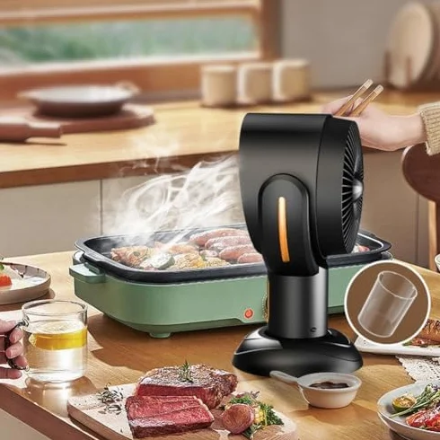 Cappa aspirante da tavolo regolabile, per uso domestico, portatile, ricaricabile, per cucina e barbecue, adatta per riscaldare contenitori e affumicatori