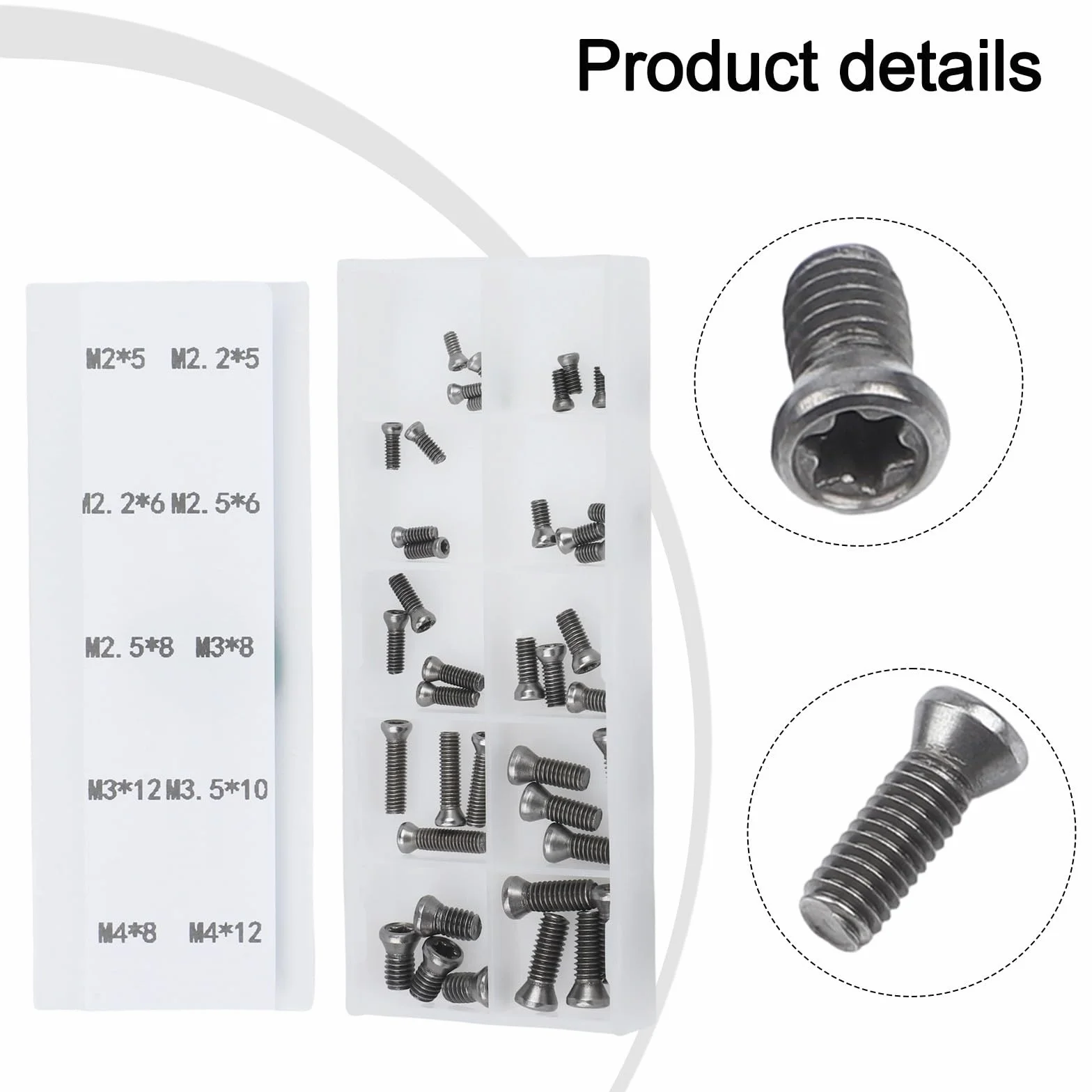 Set di 50 viti portautensili per tornio CNC M2 M2,2 M2,5 4 mm per inserti in metallo duro nero