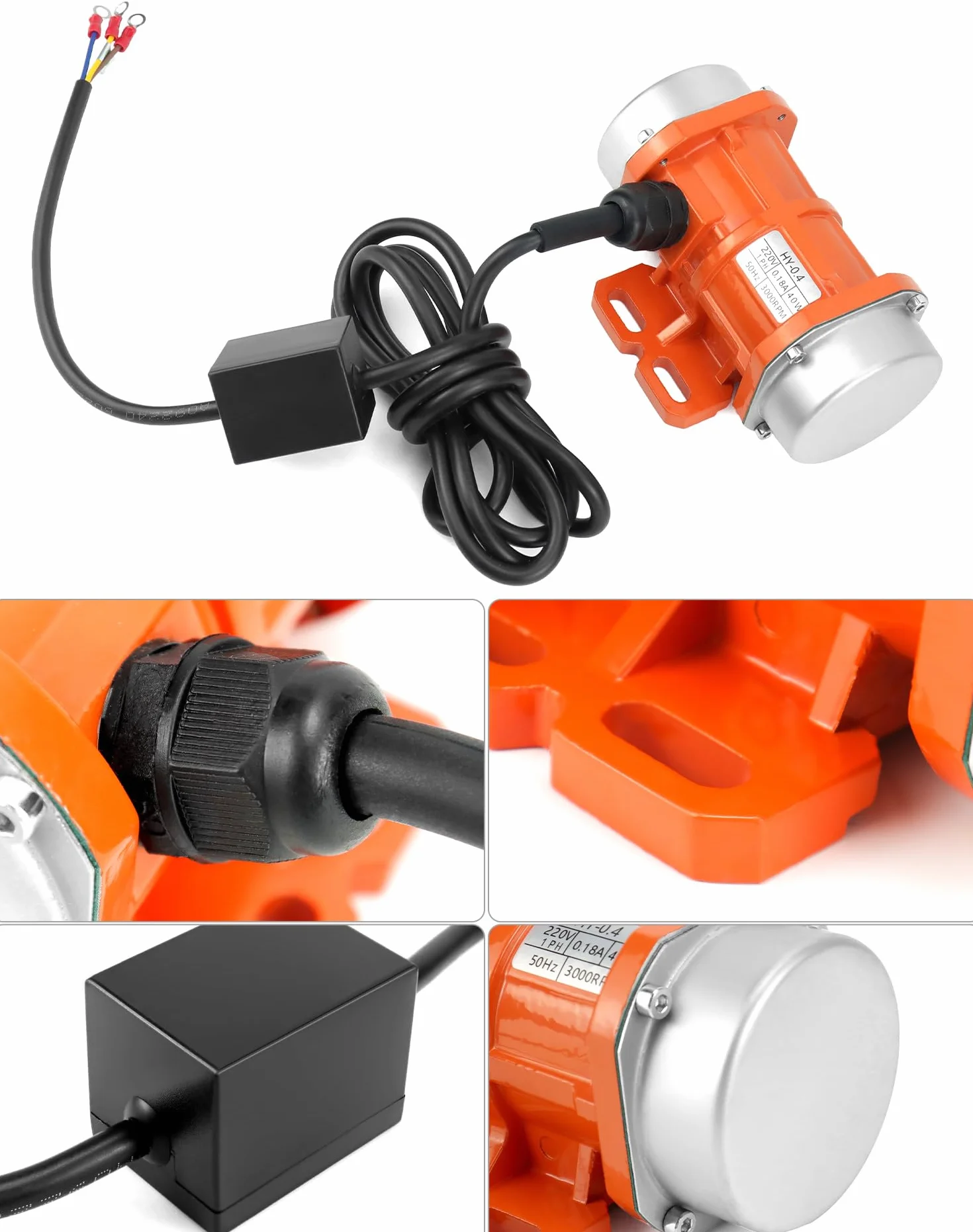 QWORK® Motore a vibrazione monofase, 40 W 220 V, piccolo motore vibratore, 3000 giri/min