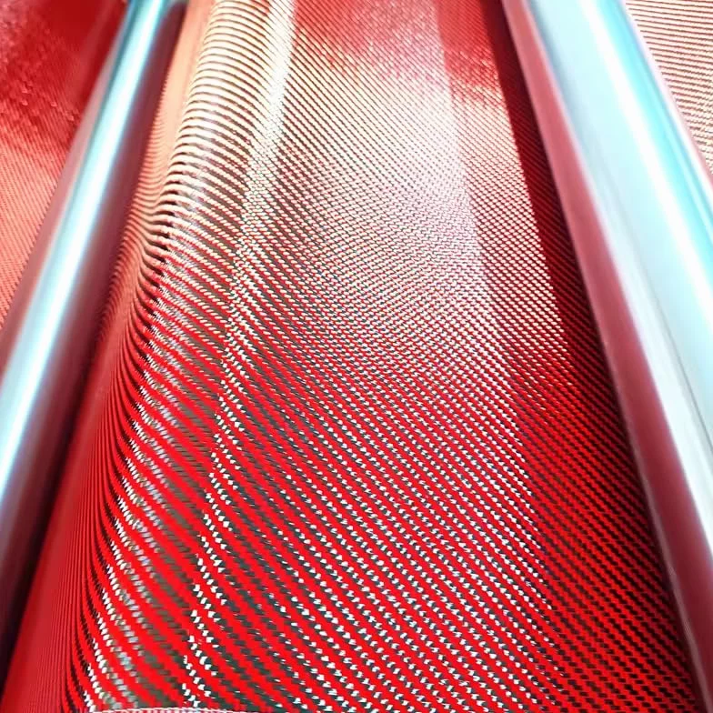 Tessuto ibrido misto in fibra di carbonio kevlar rosso, 3K 200gsm, tessuto twill 2x2, larghezza 50 cm x 1 m