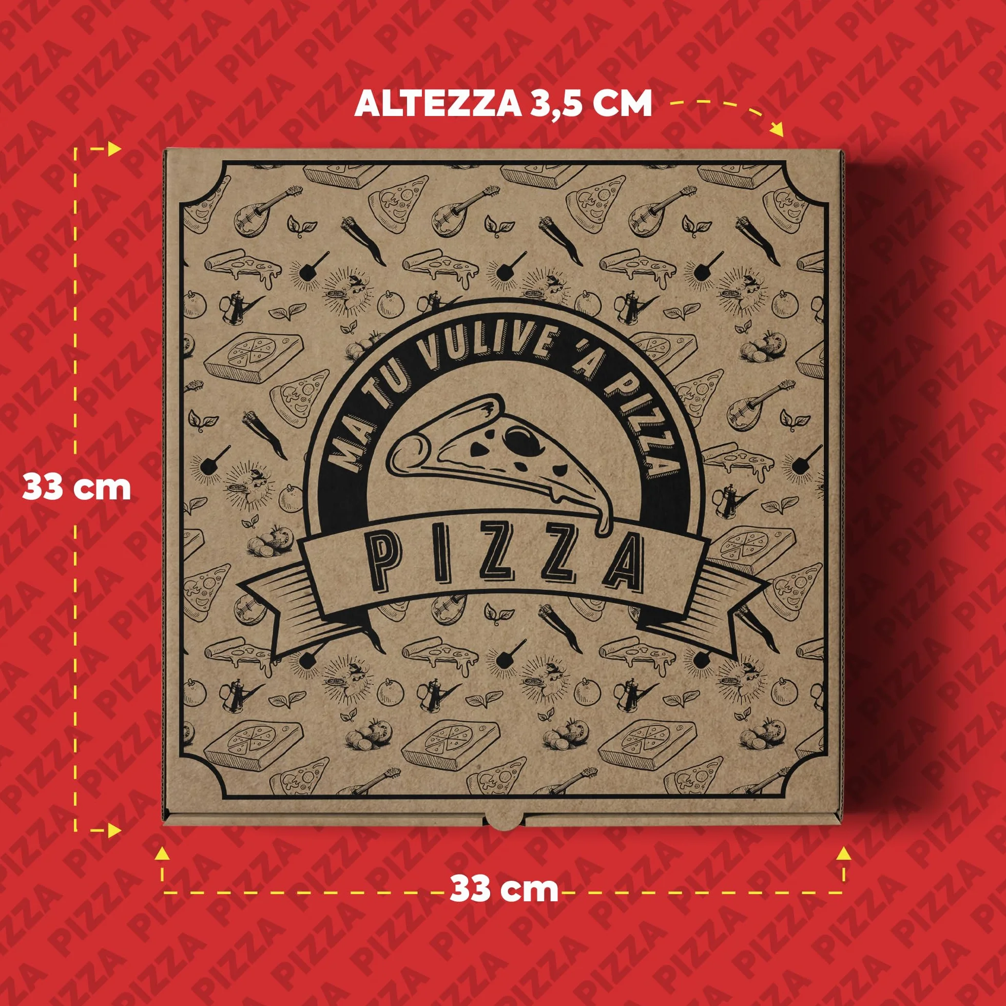 Scatole Pizza 33x33cm h 3,5 Cartone Termico