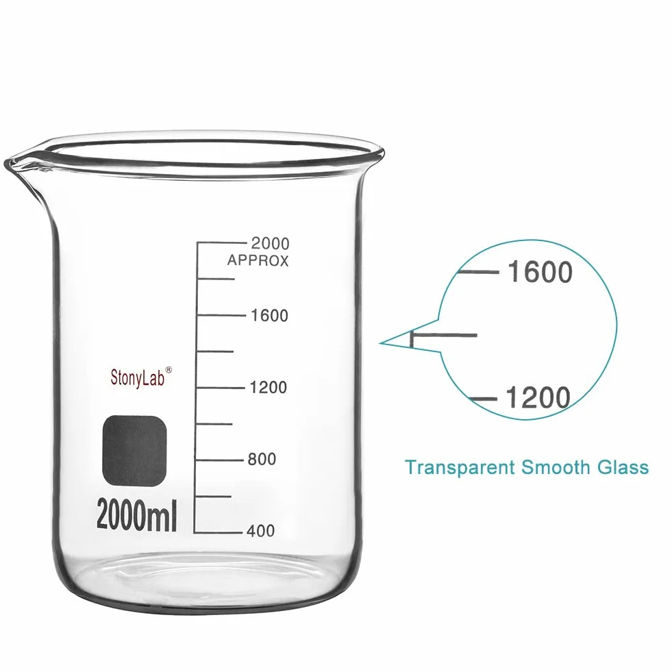 Becher in Vetro Borosilicato Graduato 2000 ml Griffin con Beccuccio di Versamento