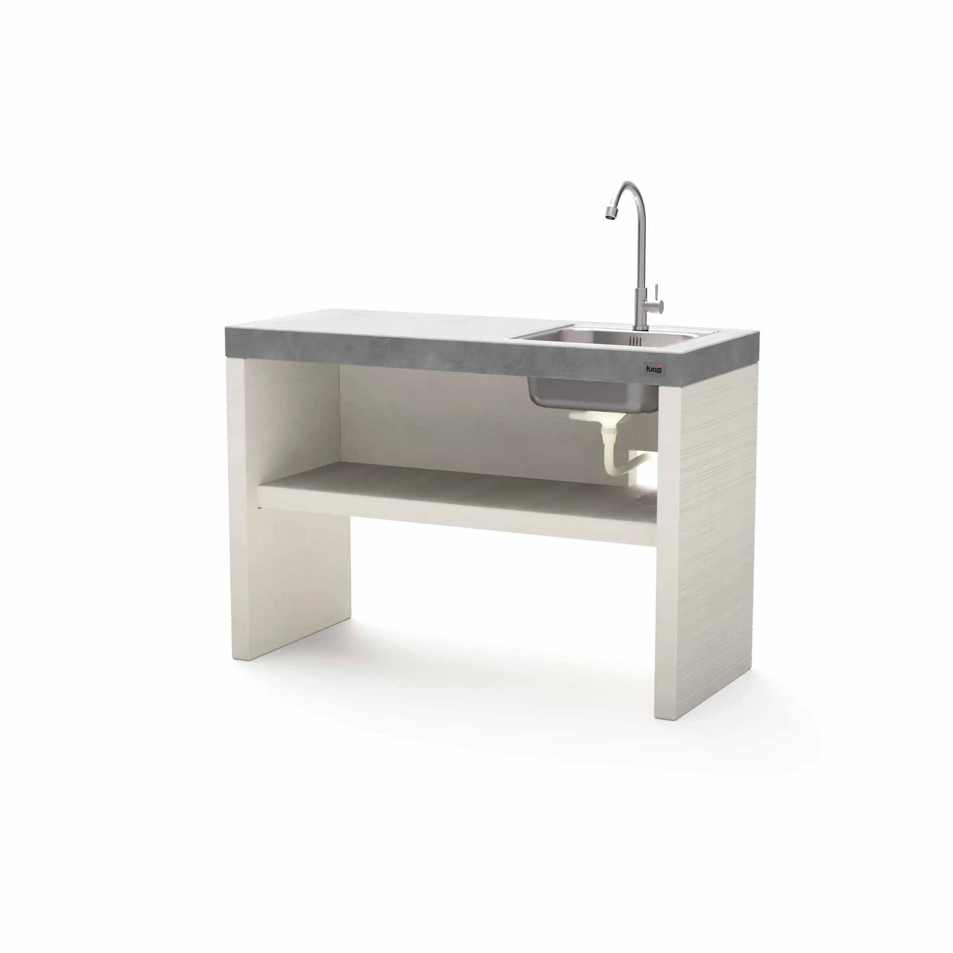 TUOZI - Modulo Stand Plan/Venit 2 lavabo/rubinetto per barbecue in muratura prefabbricato (bianco, grigio, 110 x 47 x 47 cm), uso esterno