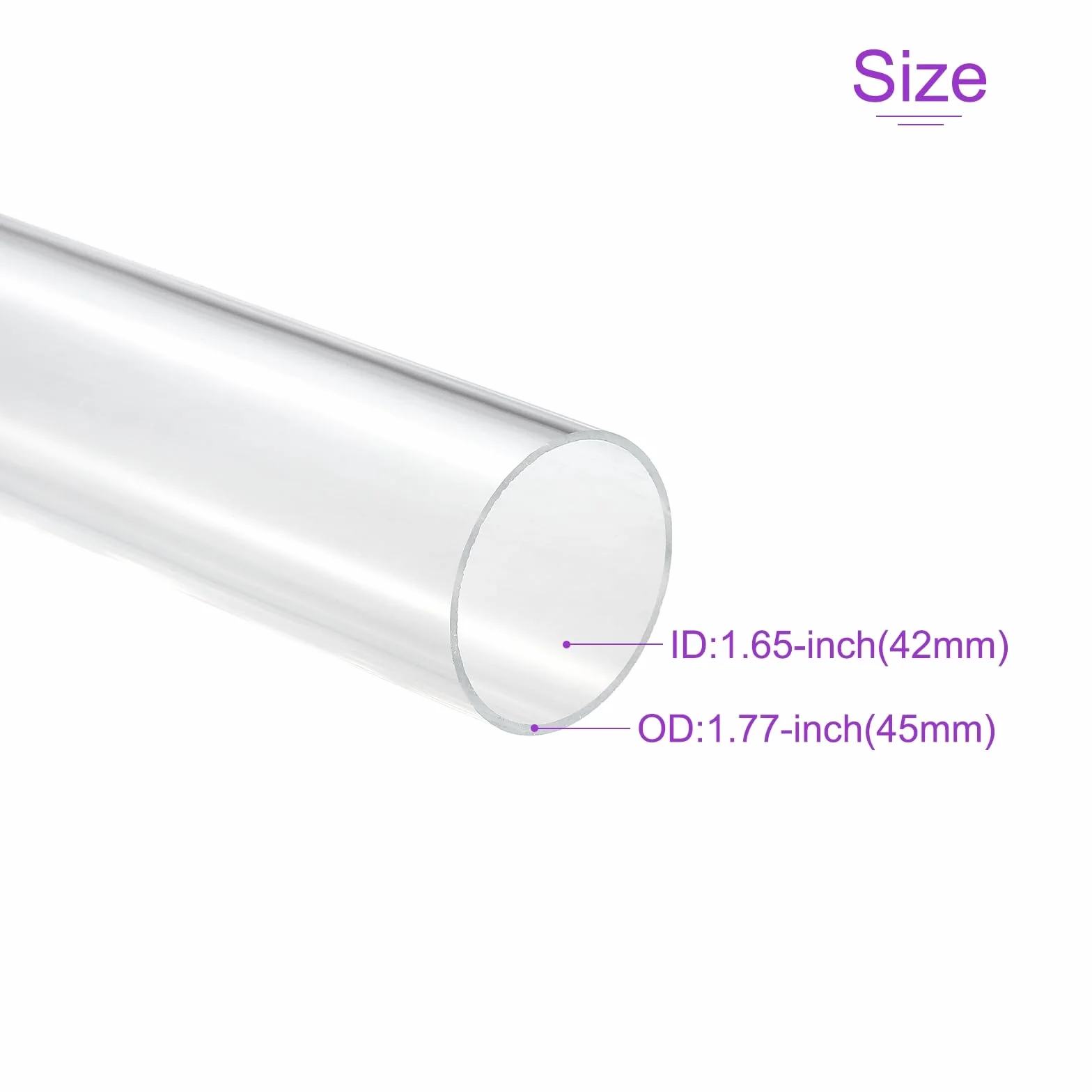Rura Plastikowa Sztywna Akrylowa Przezroczysta 42mm x 45mm 10" do Wody Akwarium