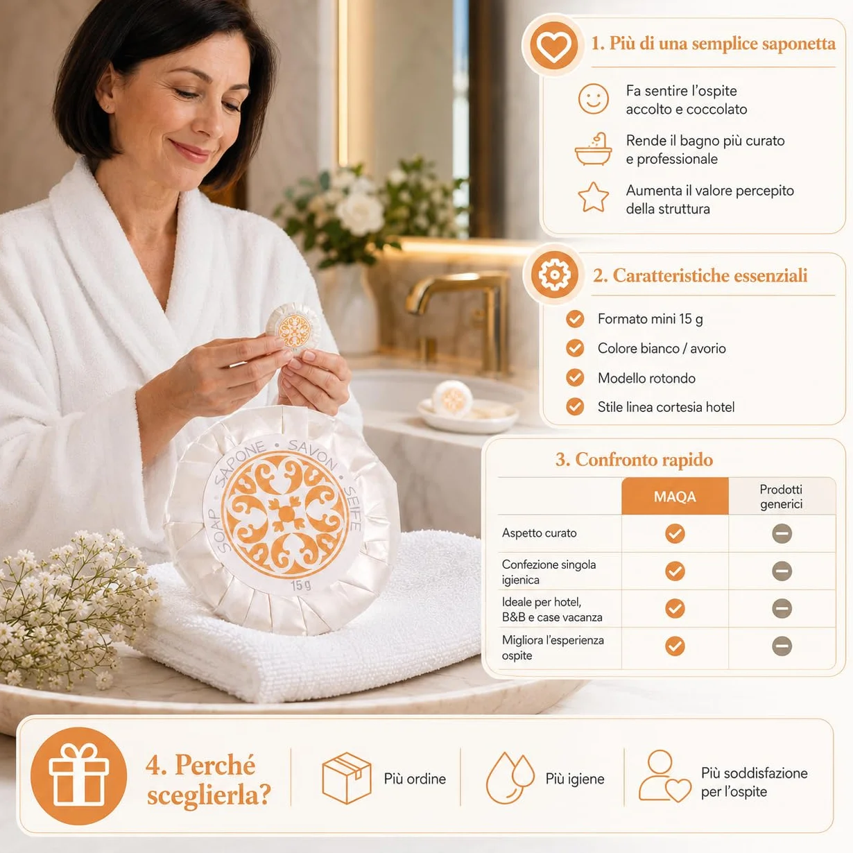 Saponette monouso hotel 15 gr linea cortesia per albergo B&B