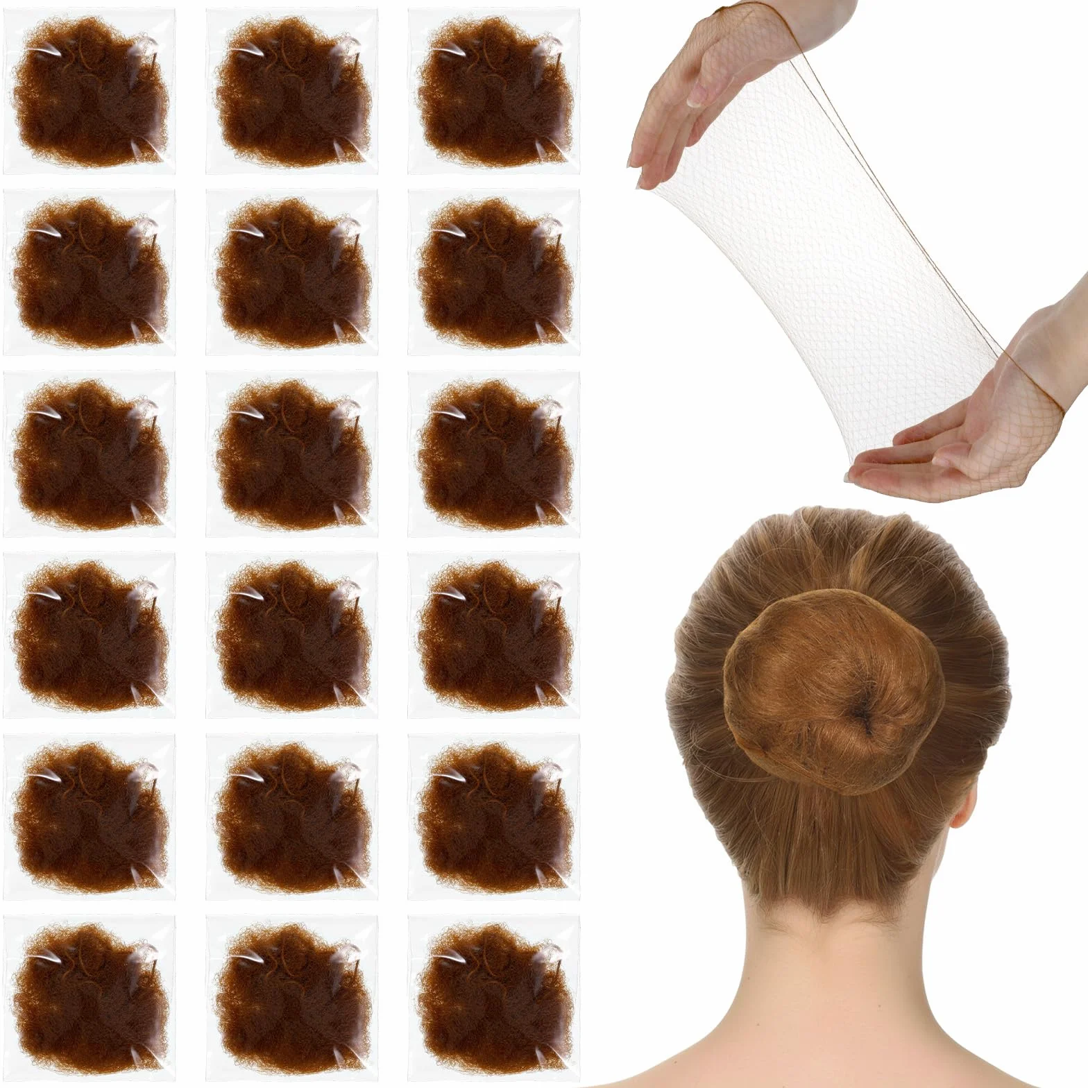 Nylon Invisible Hair Net 20 Cali 50 cm Rete Elastica per Capelli Bionda per Donna Balletto Danza