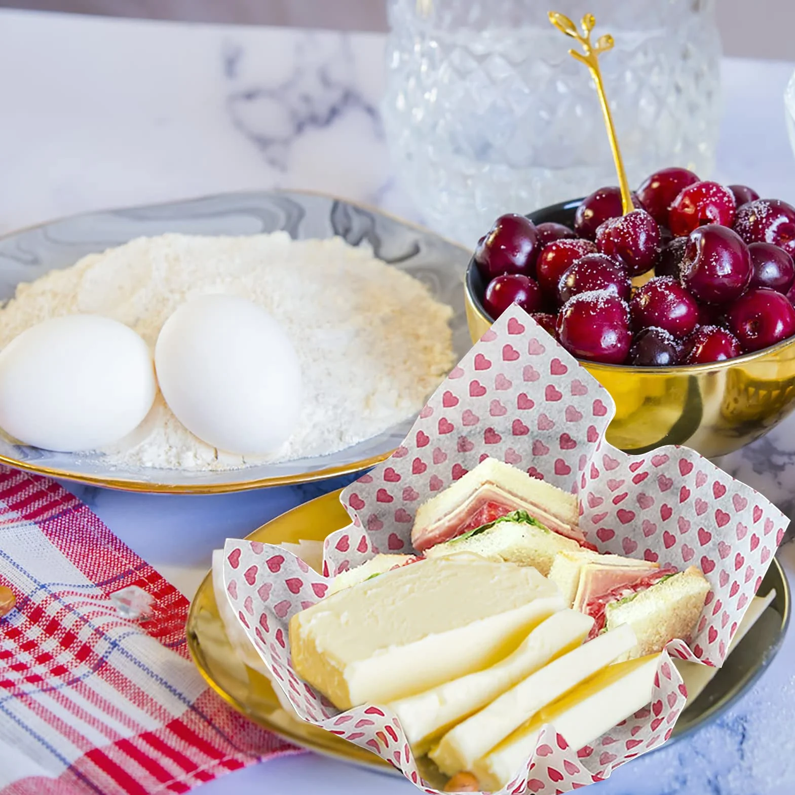 SZCXDKJ 50 fogli di carta cerata per uso alimentare, 21,5 x 25 cm, impermeabili, per avvolgere e rivestire cesti, panini, dolci, torte e formaggio