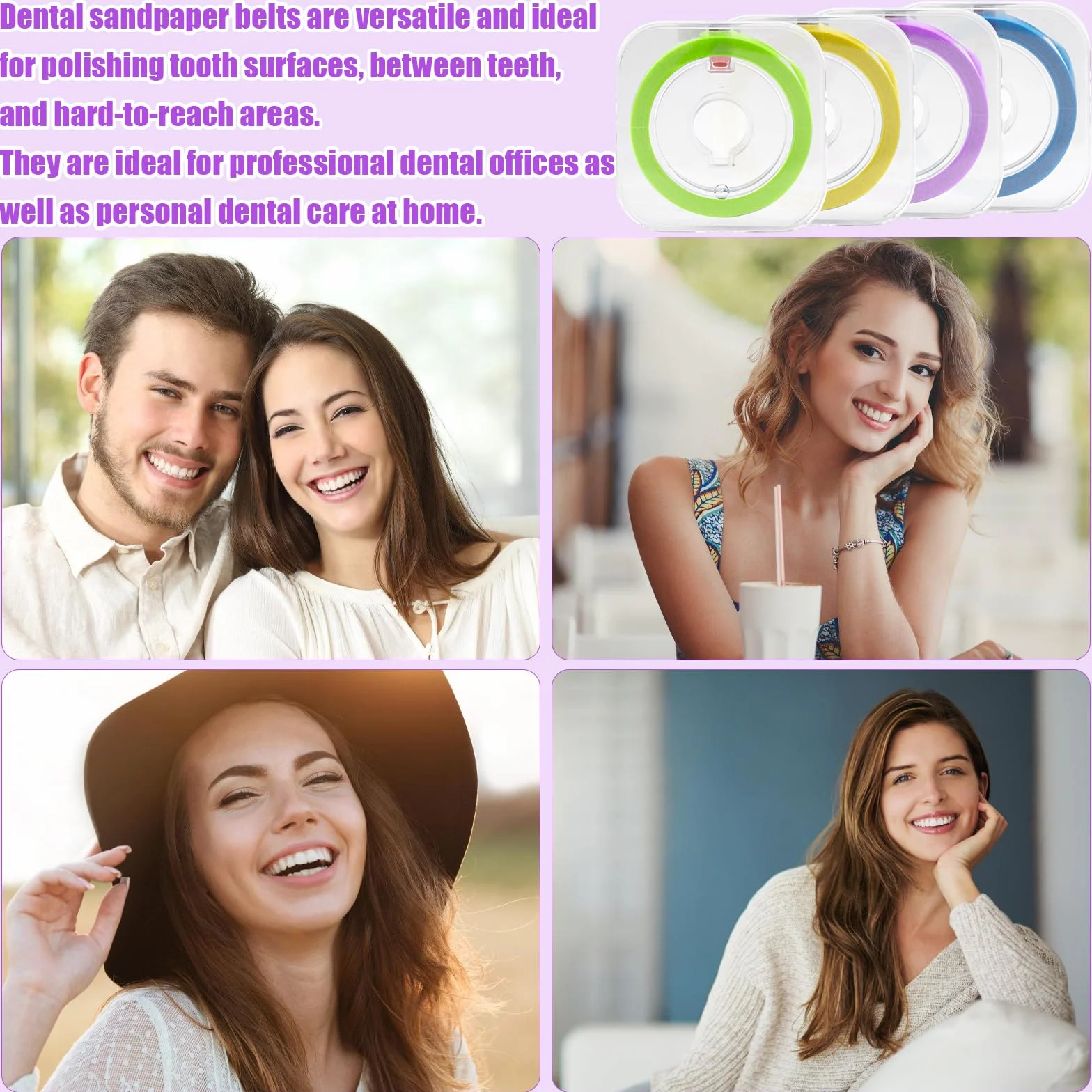 Carta Vetrata Dentale per Spazi Intermedi, Strisce Lucidatura, Pasta, Nastro 6m, 4 Volumi