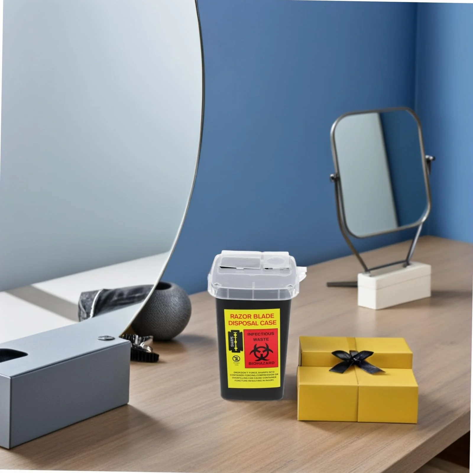VICASKY Contenitore per Lame da Barba Nero Plastico 2 Pezzi Porta Lamette Portatile