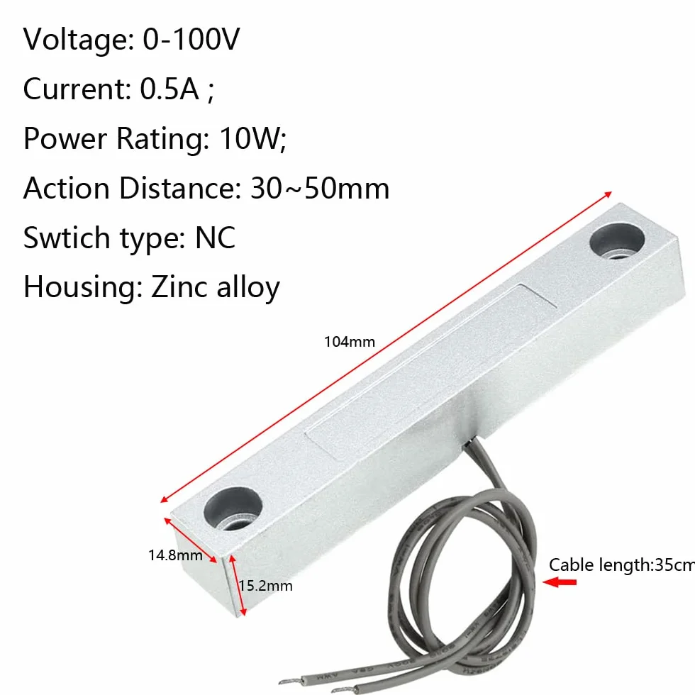 Gebildet Home Security Wired Rolling Door Contatto Magnetico Interruttore Reed Interruttore Magnetico Con 2Fili Per,Magnete Near - Connect Circuit, Magnet Away - Break Circuit, Applicazioni MC-58