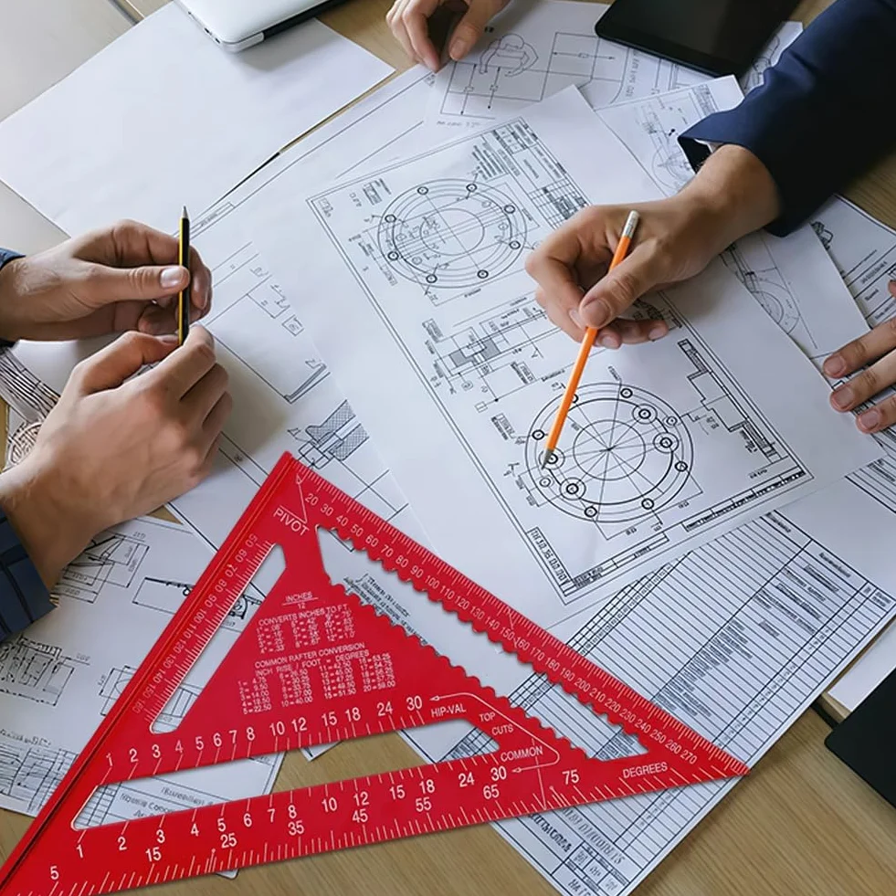 Flintronic Squadra da Falegname Metallo Combinata 12 Pollici Righello Triangolare Alluminio