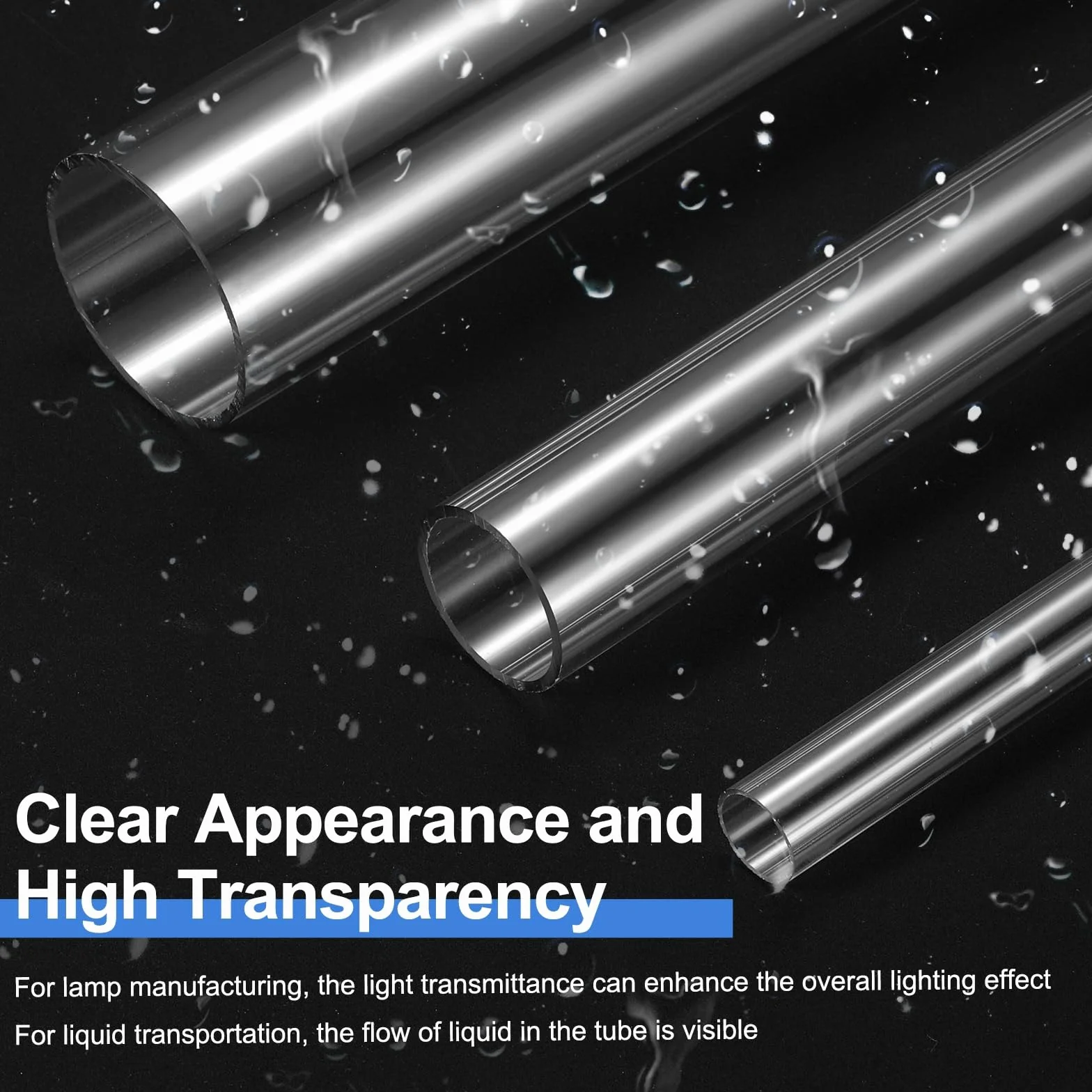 Rigid Acrylic Tube 11x15mm 30.5cm Clear Polycarbonate Pipe with Rubber Caps