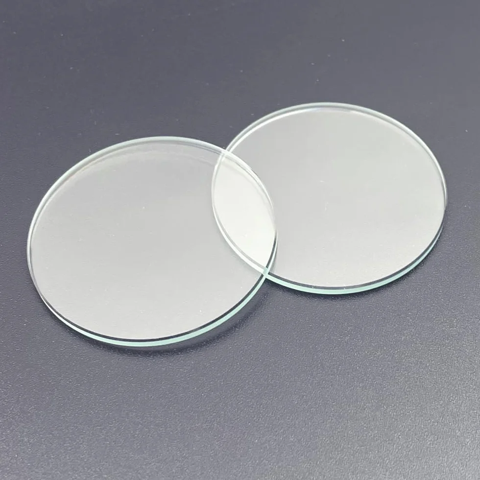 Vetro minerale rotondo piatto trasparente per orologio 30,5-45 mm spessore 1,0 mm 2 pezzi