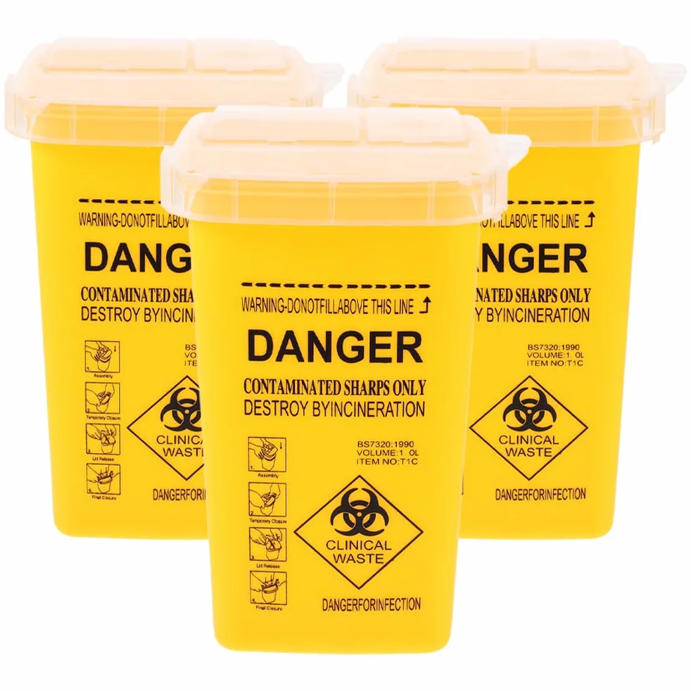 Contenitore di raccolta ago 1 litro 1000 ml scarico sicuro aghi siringhe smaltimento Biohazard medico