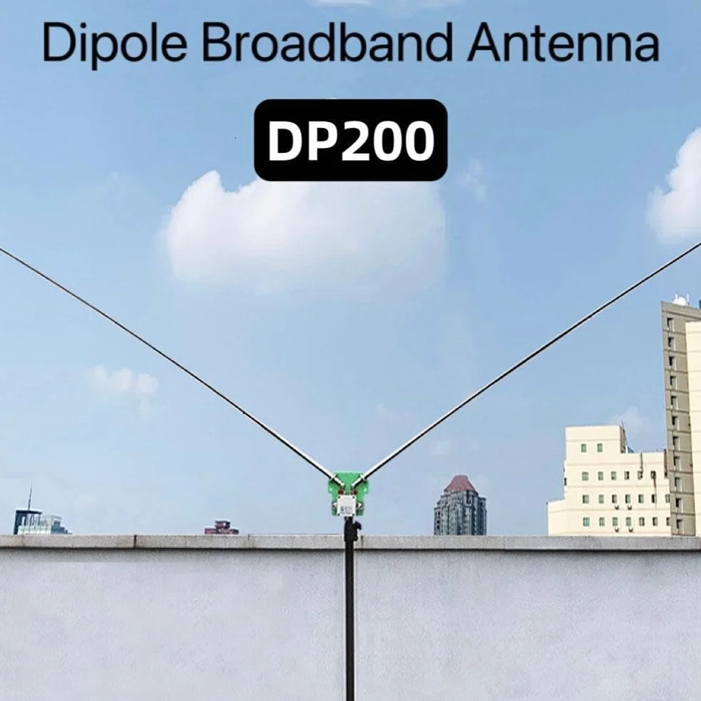 DP200 7-54MHz 200W Antenna portatile a banda larga, antenna HF a onde corte per POTA, 14-54MHz VHF/UHF con staffa in acciaio inossidabile e aste telescopiche