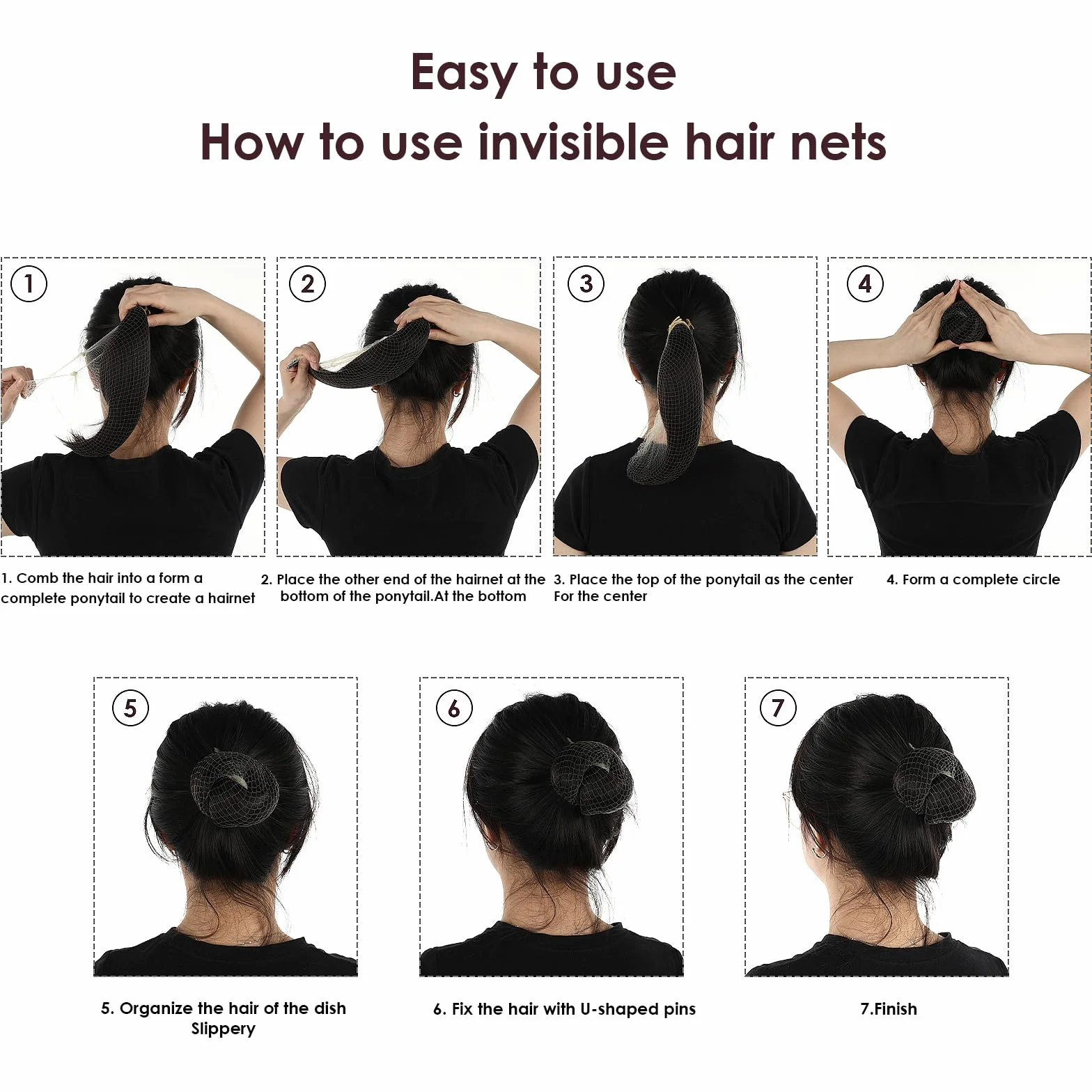 20 Retine per Capelli per Chignon con Bordo Elastico, Invisibile, per Balletto, 50 cm