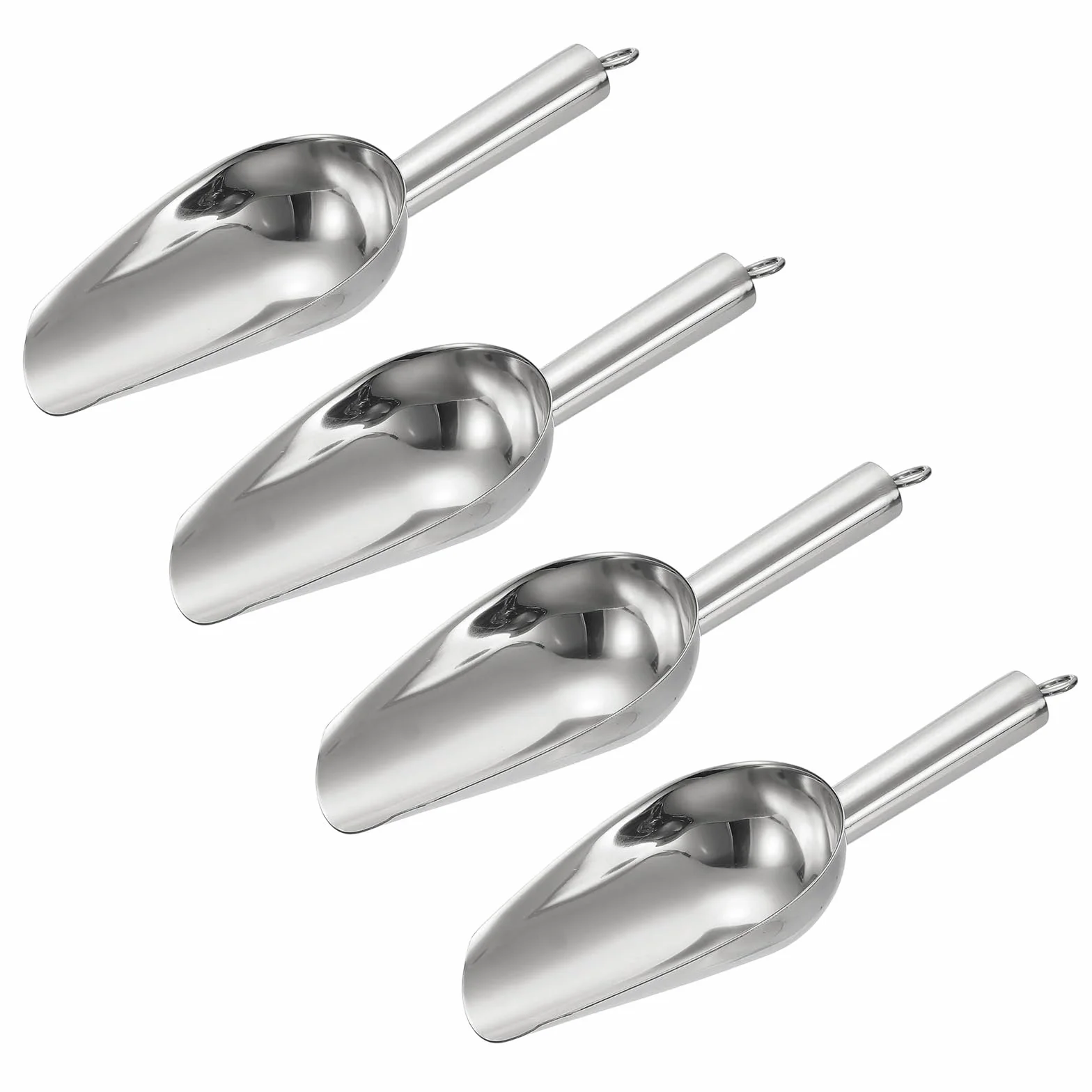 QUARKZMAN 4pz Paletta per Ghiaccio in Metallo, 8.2" x 2.7" Paletta per Ghiaccio in Acciaio Inossidabile per Uso in Cucina Feste Bar Matrimonio, Argento