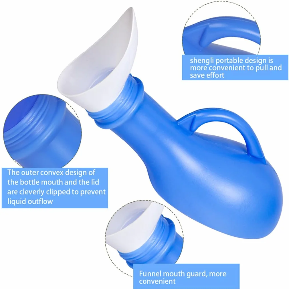 Bottiglie per urina da 1000 ml, per uomini e donne, portatili, con coperchio, unisex, per viaggiare e a casa