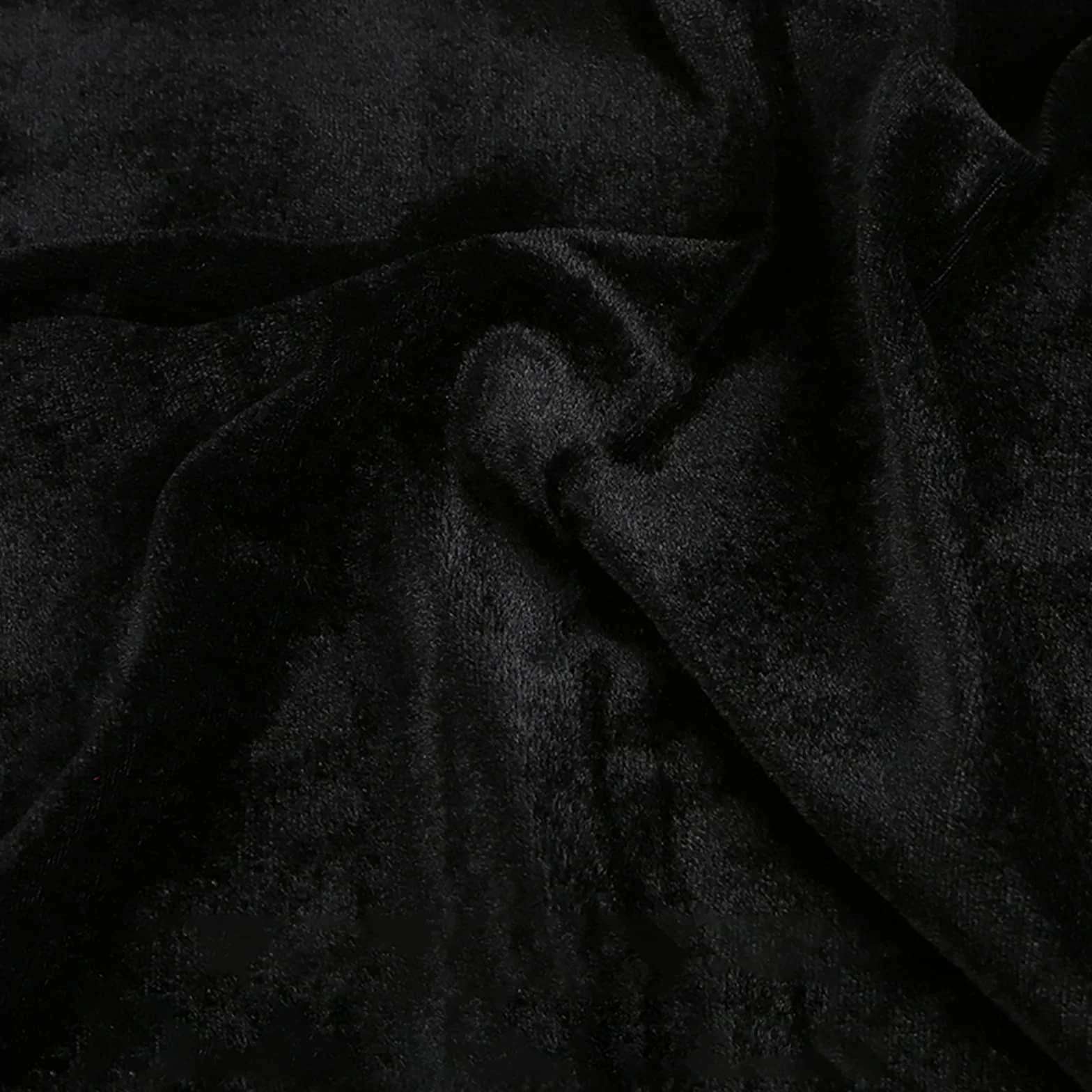 Tessuto in Velluto Materiale Elasticizzato Tessuto di Velluto schiacciato Tessuto Decorativo in Flanella addensata Elasticizzata Artigianale 160cm Largo Venduto da 1 Metro(Color:Nero)