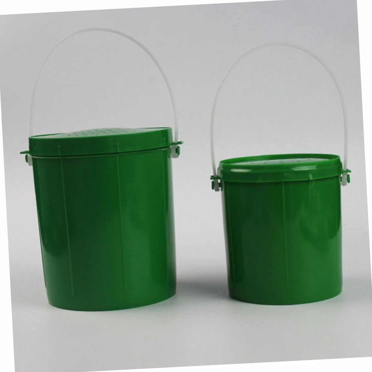 POPETPOP Secchio Leggero Plastica Verde 2 Pezzi Esche da Pesca Resistente agli Urti Contenitore Vermi Vivi