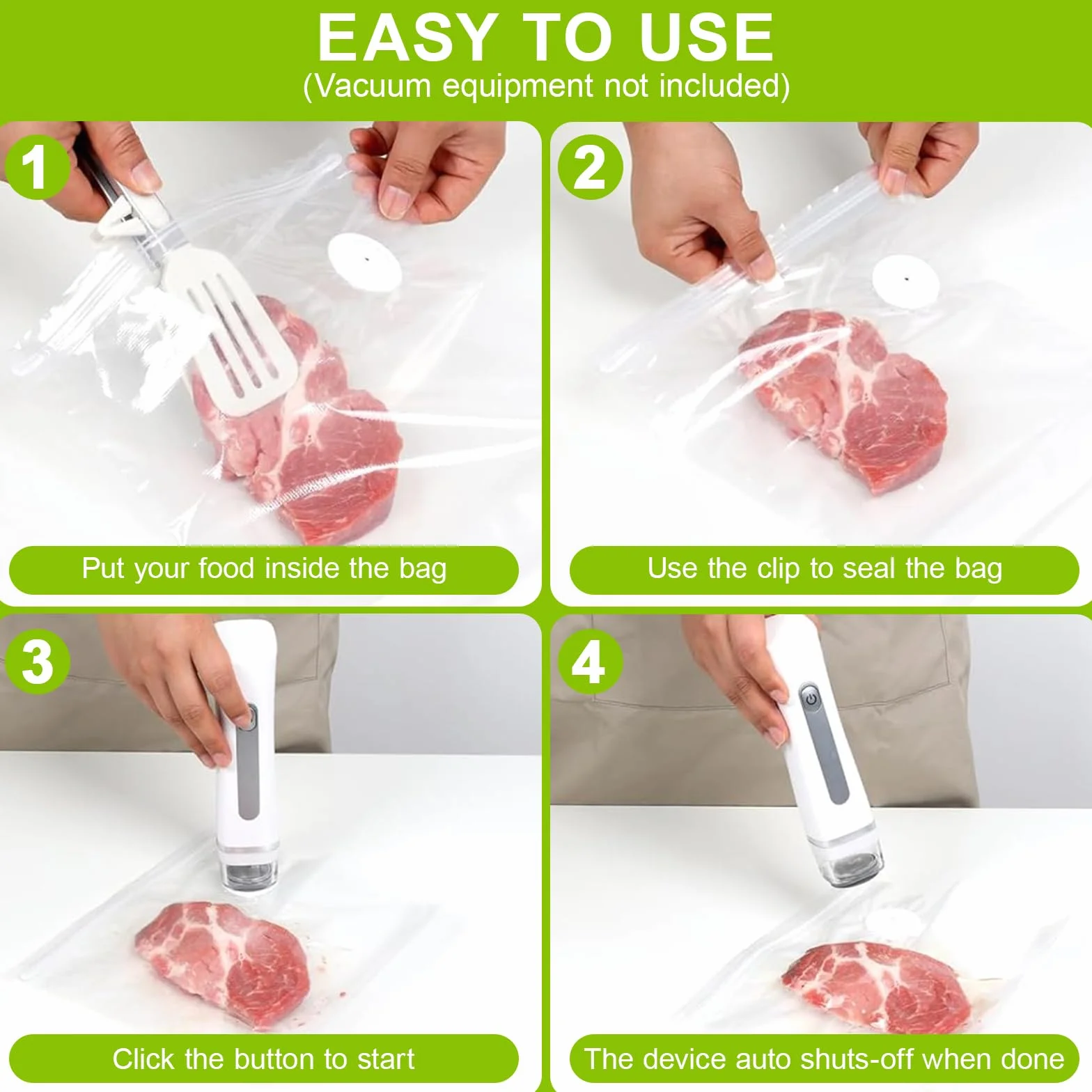 45 Sacchetti Sottovuoto per Alimenti,15x26x28 cm & 15x26x34 cm & 15x33x38 cm,Riutilizzabili con 3 Clip,Sacchetti per Conservazione Sottovuoto con Valvola d'Aria per Freschezza