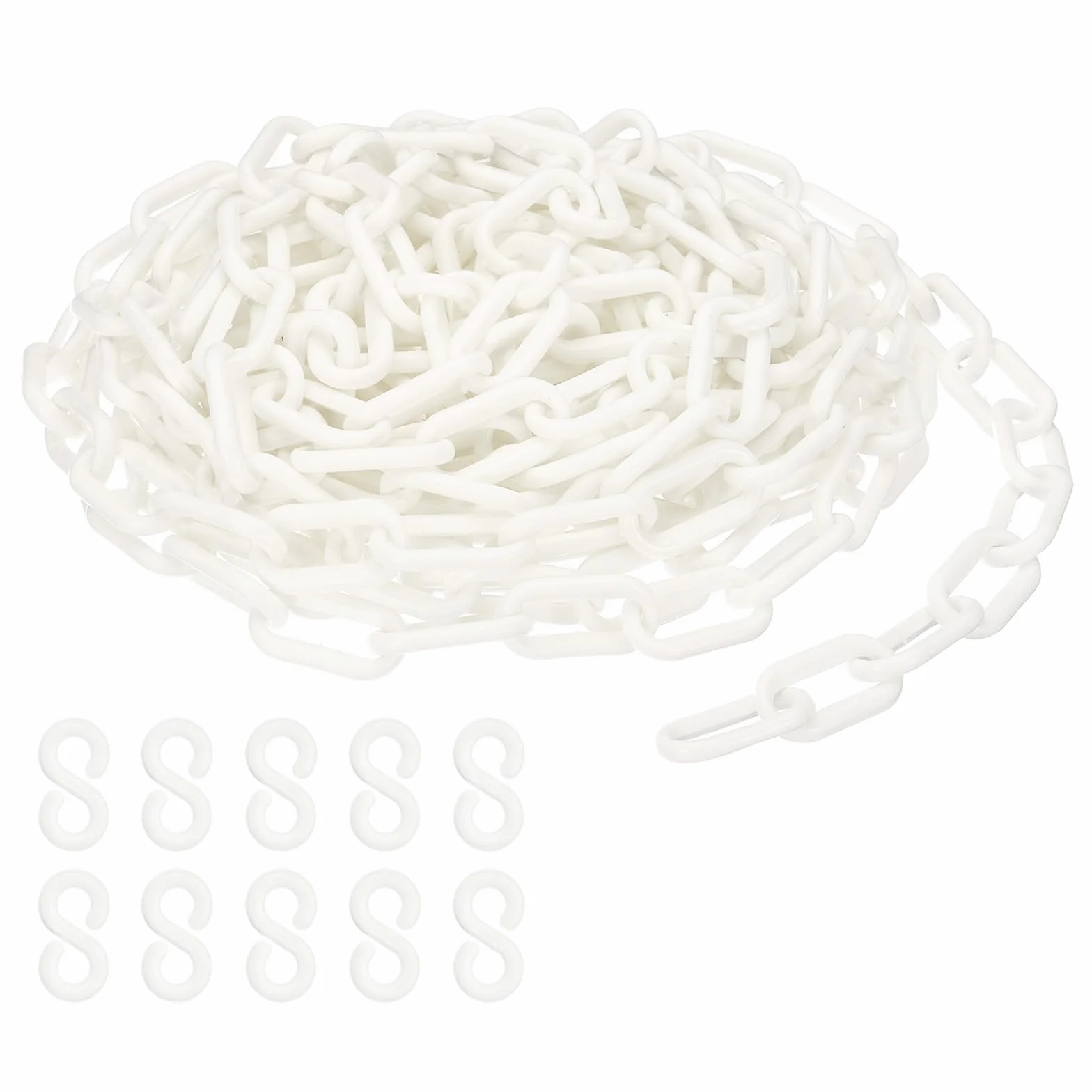 PATIKIL Catena Plastica, 25 Foot Catena Sicurezza Controllo Folla, Anelli Catena Plastica Bianca 1/4" (6 mm) per Code, Parcheggi, Recinzioni, Cancello, Concerti e Decorazioni