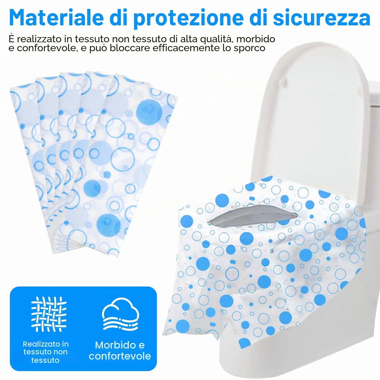 Copriwater Universali 620x640 mm WC Usa e Getta Monouso da Viaggio Pubblici Ospedali Uffici