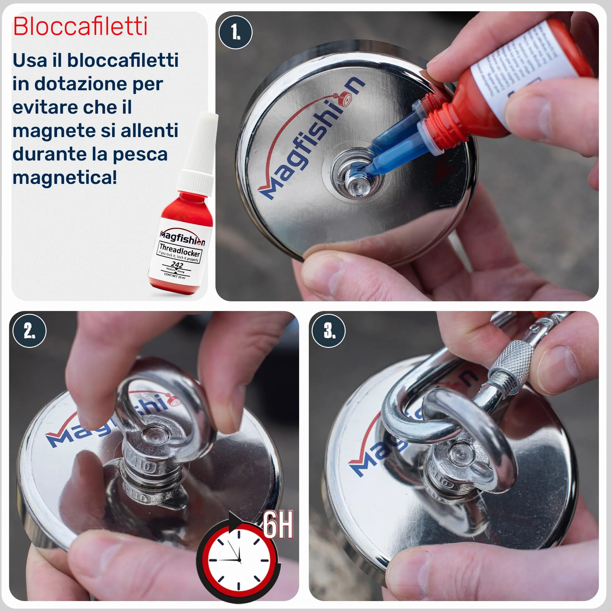 MAGFISHION Calamita Potente - Set di Magnete da Pesca - Forza di Trazione 160KG - Ø60mm - Magneti al Neodimio - Calamite Potenti con Corda (20M) & Guanti - Magnet Fishing