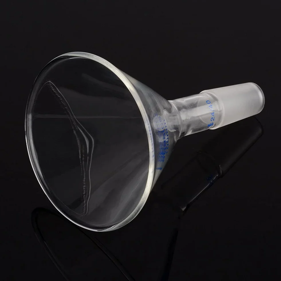 Labasics Imbuto da Laboratorio, Triangolo Imbuto, Imbuto per Polvere a Stelo Corto in Vetro con Diametro Esterno Superiore di 100mm e Interno Giunto 24/40
