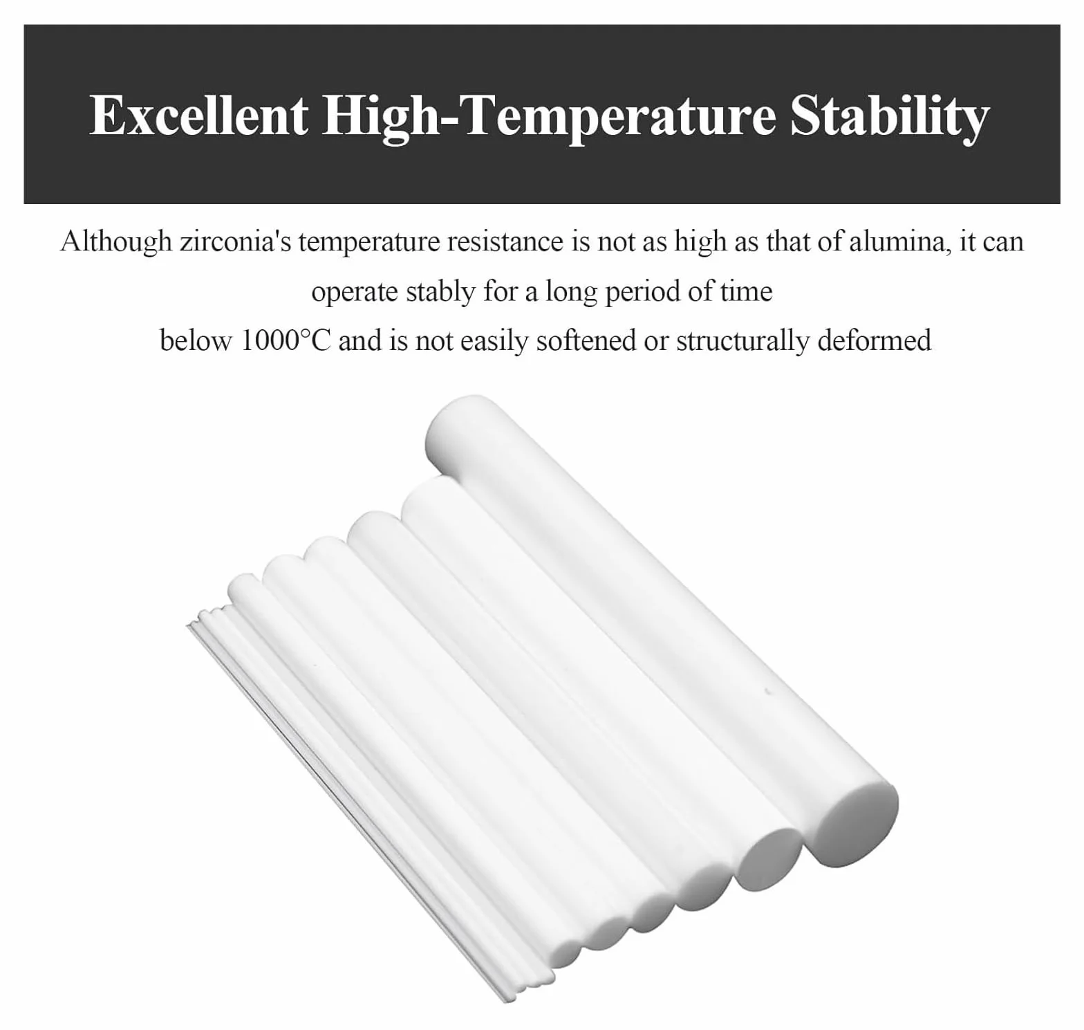 Barra di ceramica di zirconia 10×100 mm, barra rotonda solida a specchio per industria meccanica e laboratorio