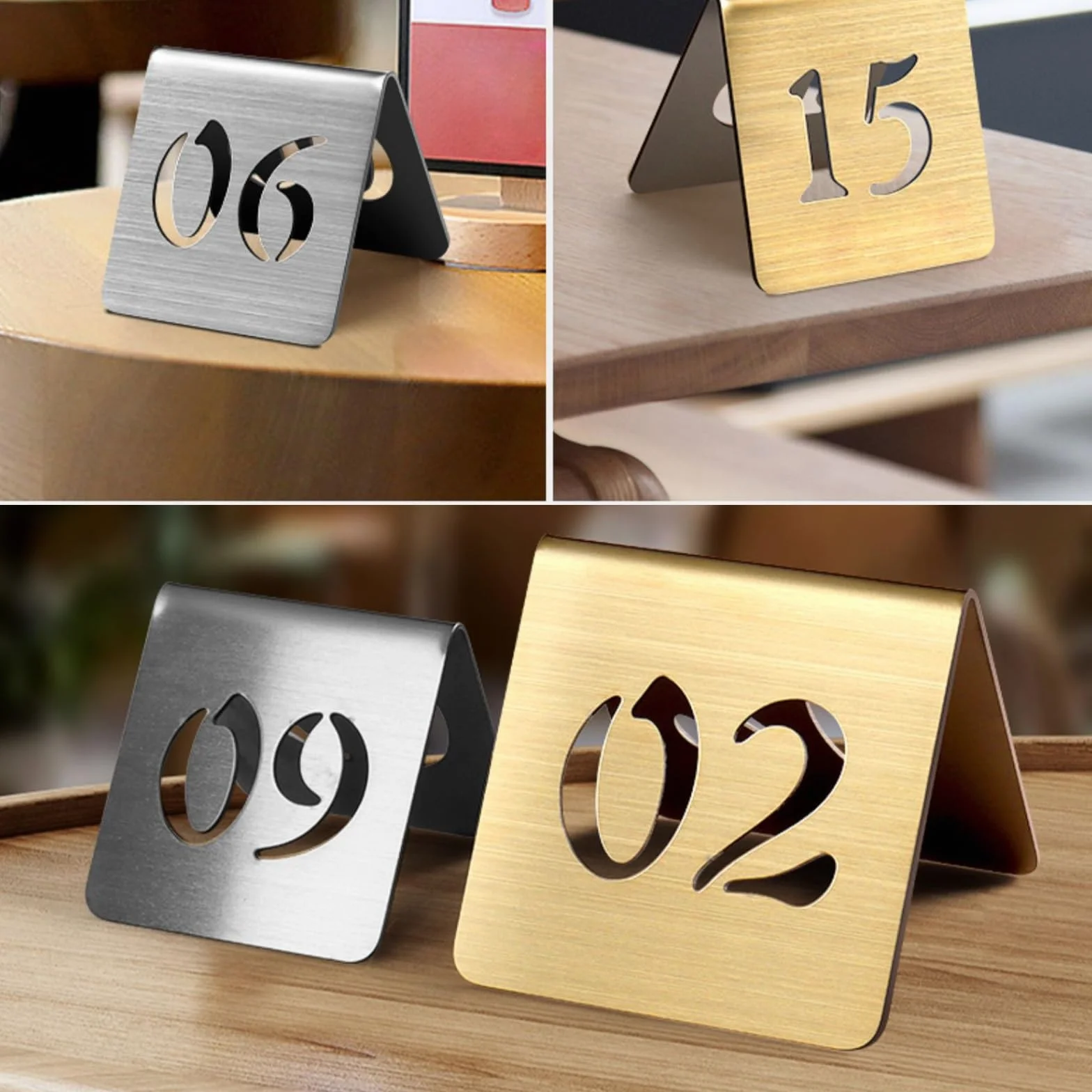 Numeri Tavoli Ristorante Tabella Da Tenda In Acciaio Inossidabile Tavolo Segno, 1-50 Doppio Lato Numeri, Carte Segni Numeri per Ristoranti, Bar, Bar, Bar, Caffè, Numeri Carte Da Tavolo(Gold 6cm,1-5)