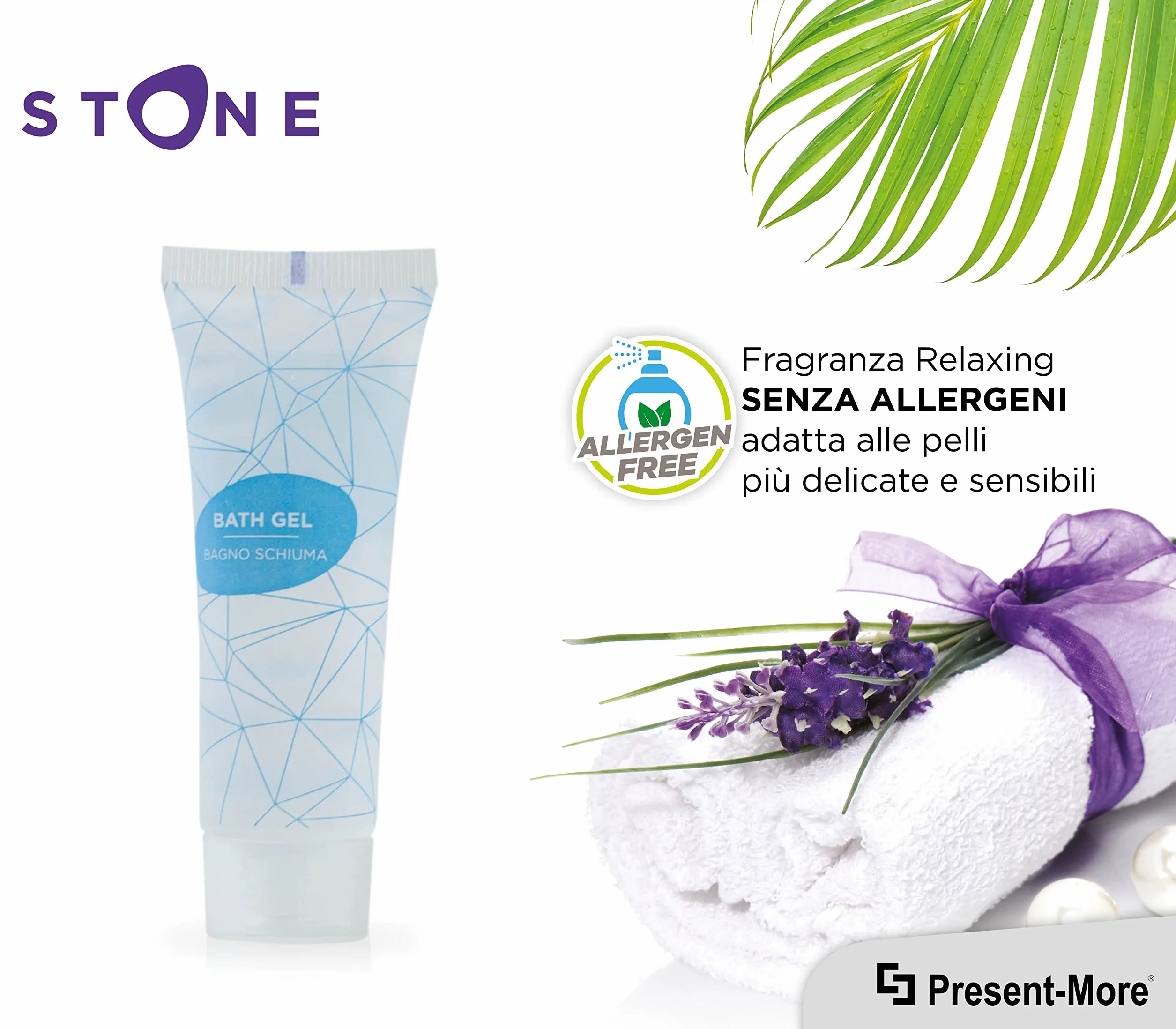 Bagnoschiuma Monodose Stone 30ml 250 Pezzi Senza Allergeni Fragranza Relaxing per Hotel B&B