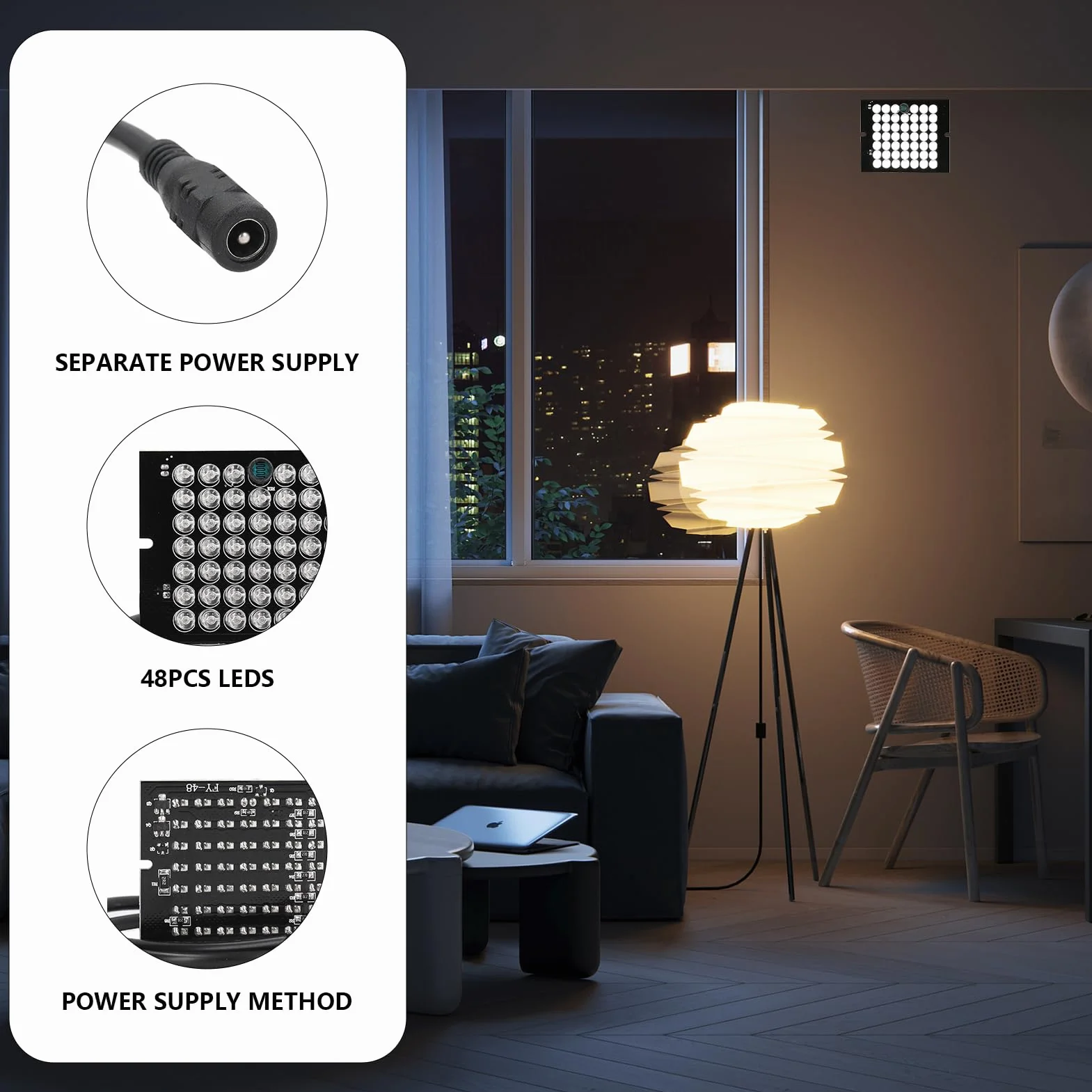 Lampada a infrarossi 940nm DC12V 48 LED CCTV Illuminatore per telecamera di sicurezza
