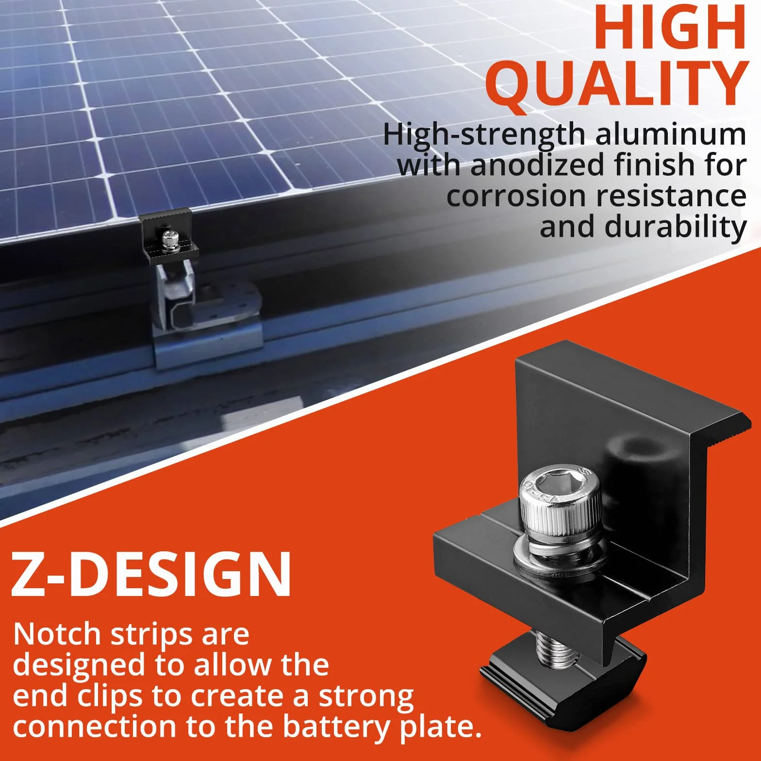 GETLITOOL Z Staffa Montaggio Pannello Solare 30mm Lega Alluminio Set 10 Morsetti Terminali Nero