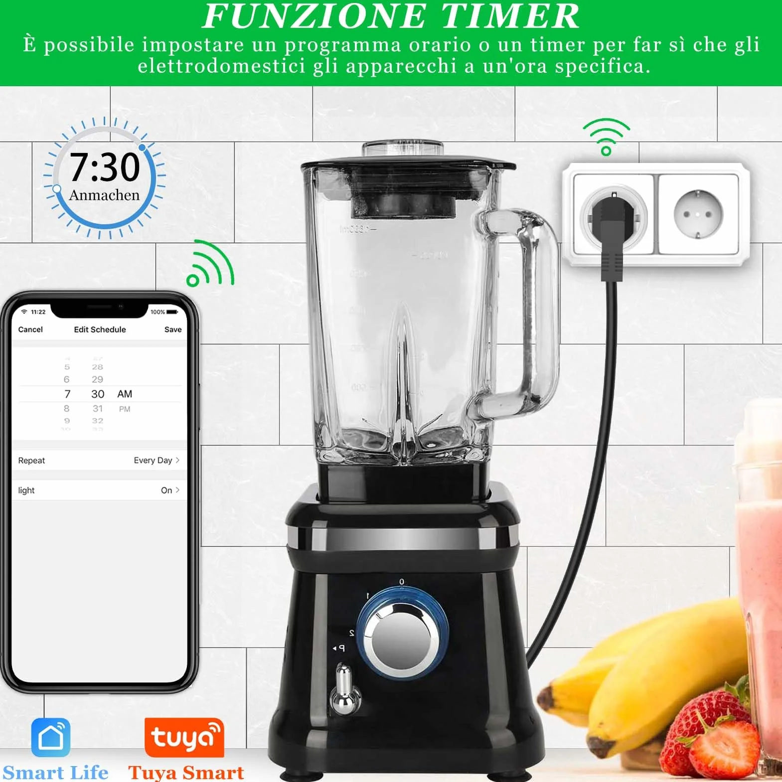 SURFOU Presa Smart WiFi Intelligente, Timer Presa Elettrica Compatibile con Alexa e Google Home, Monitoraggio Energetico, Controllo Remoto Tramite App Smart Life/Tuya, Non è Necessario Hub, 2 Pezzi