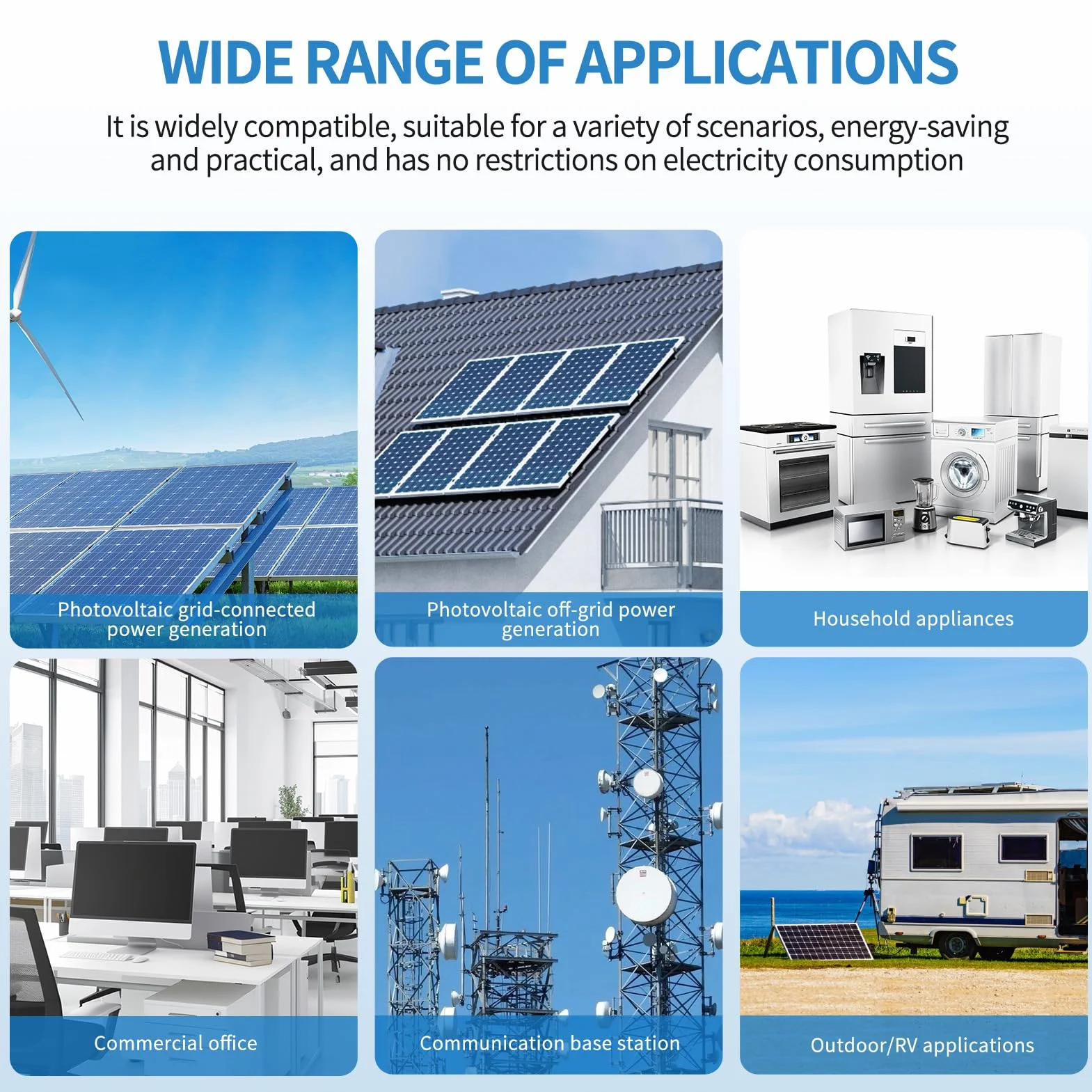 DATOUBOSS Inverter solare ibrido da 11 KW, 48 V, inverter sinusoidale puro con regolatore di carica solare da 150 A, supporta funzionamento senza batteria, sistema di protezione BMS, per batterie al