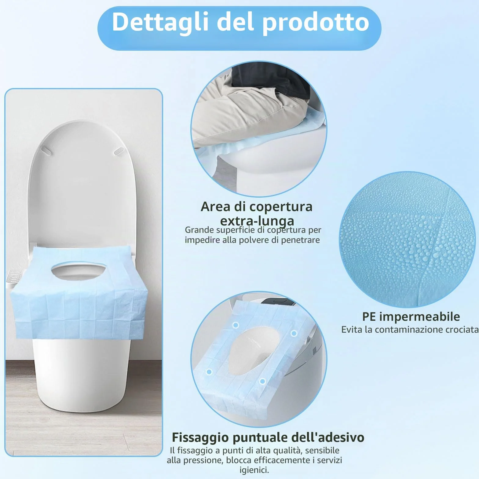 20 Pezzi Copriwater Monouso per Bagni Pubblici, Campeggio, Viaggi