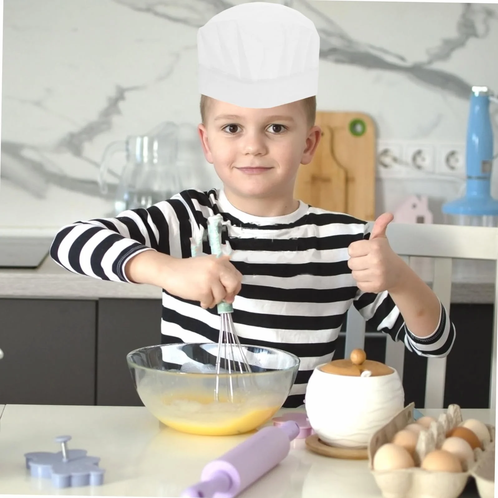 LIFKOME 20 Pezzi Cappello Cuoco Bambino Monouso Non Tessuto Bianco