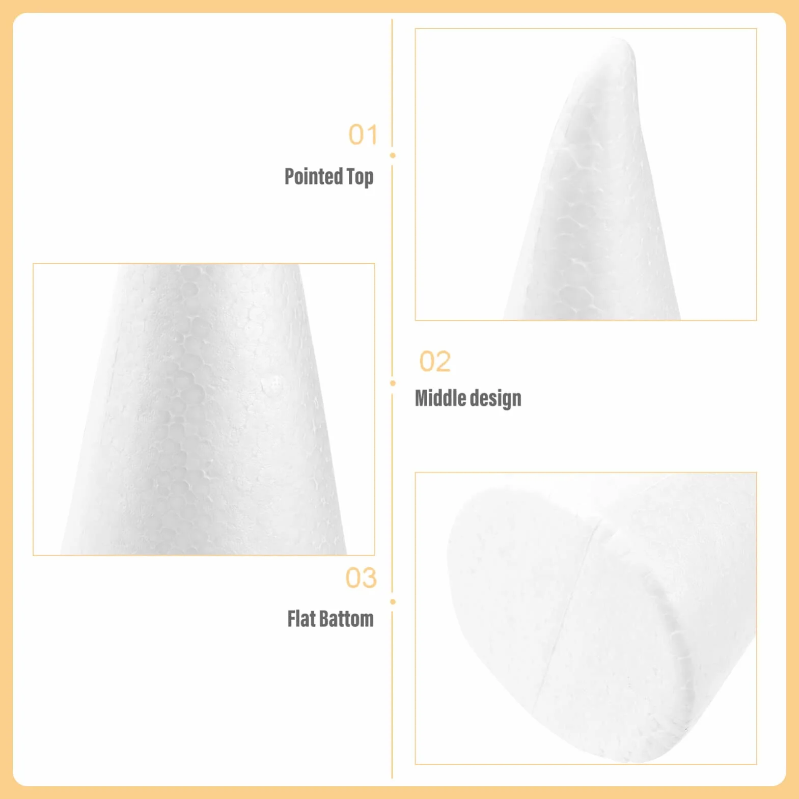 Happyyami Coni di polistirolo in schiuma per fai da te, coni di polistirolo bianco, torre conica di schiuma, materiale artistico per Natale, scuola, progetti fai da te 6