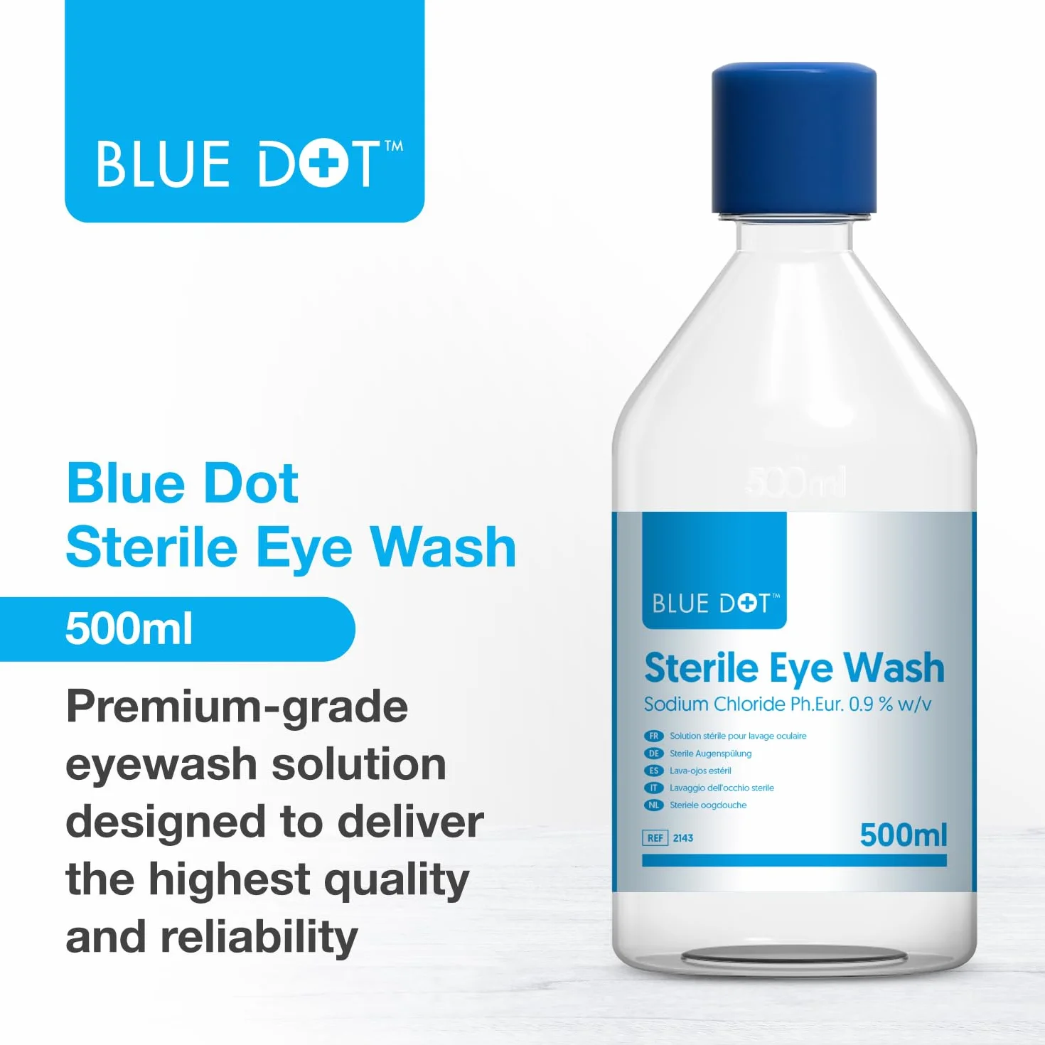 Soluzione per il lavaggio degli occhi Blue dot 500 ml flacone rotondo