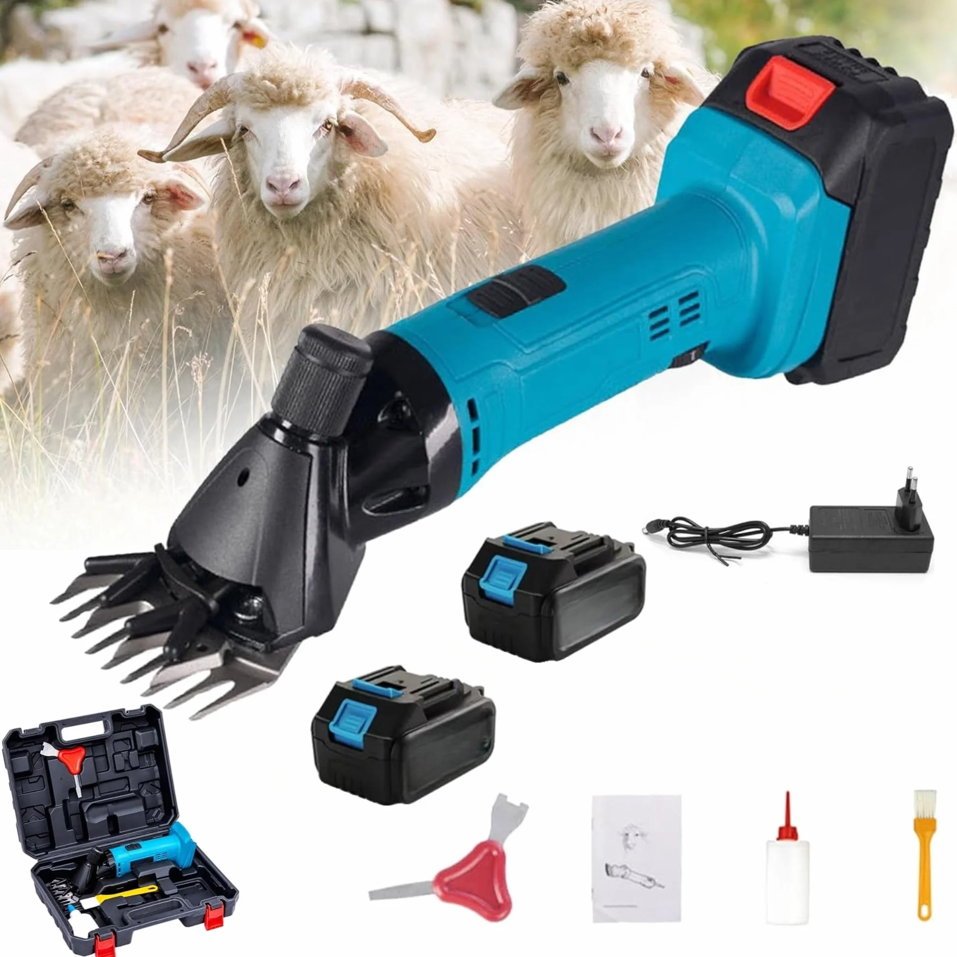 Tosapecore Tosatrice Pecora Doppia Batteria da 42VF 4.0Ah con 6 Velocità Regolabile per Rasare La Lana di Pecore, Capre, Bovini e Altri Animali da Fattoria