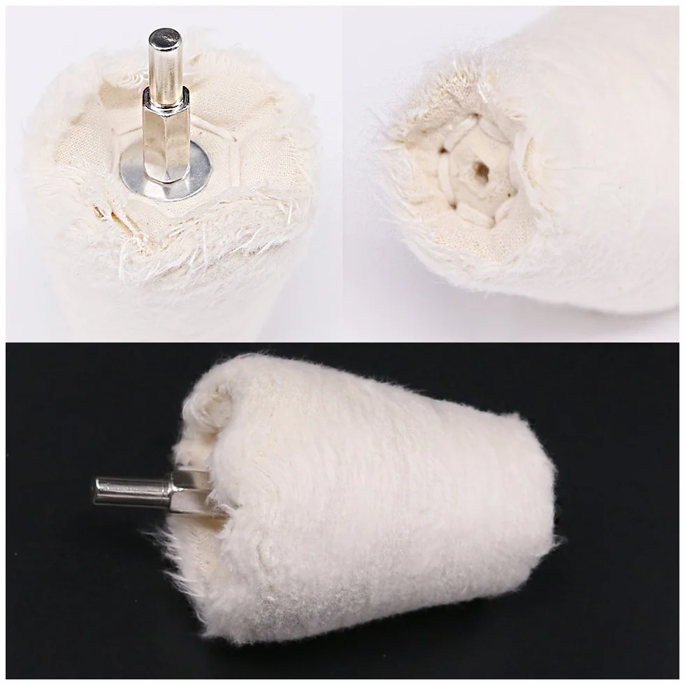 Swpeet 5 pz bianco conica in flanella lucidatura mola testa 1/10,2 cm manico per metallo alluminio acciaio INOX cromato
