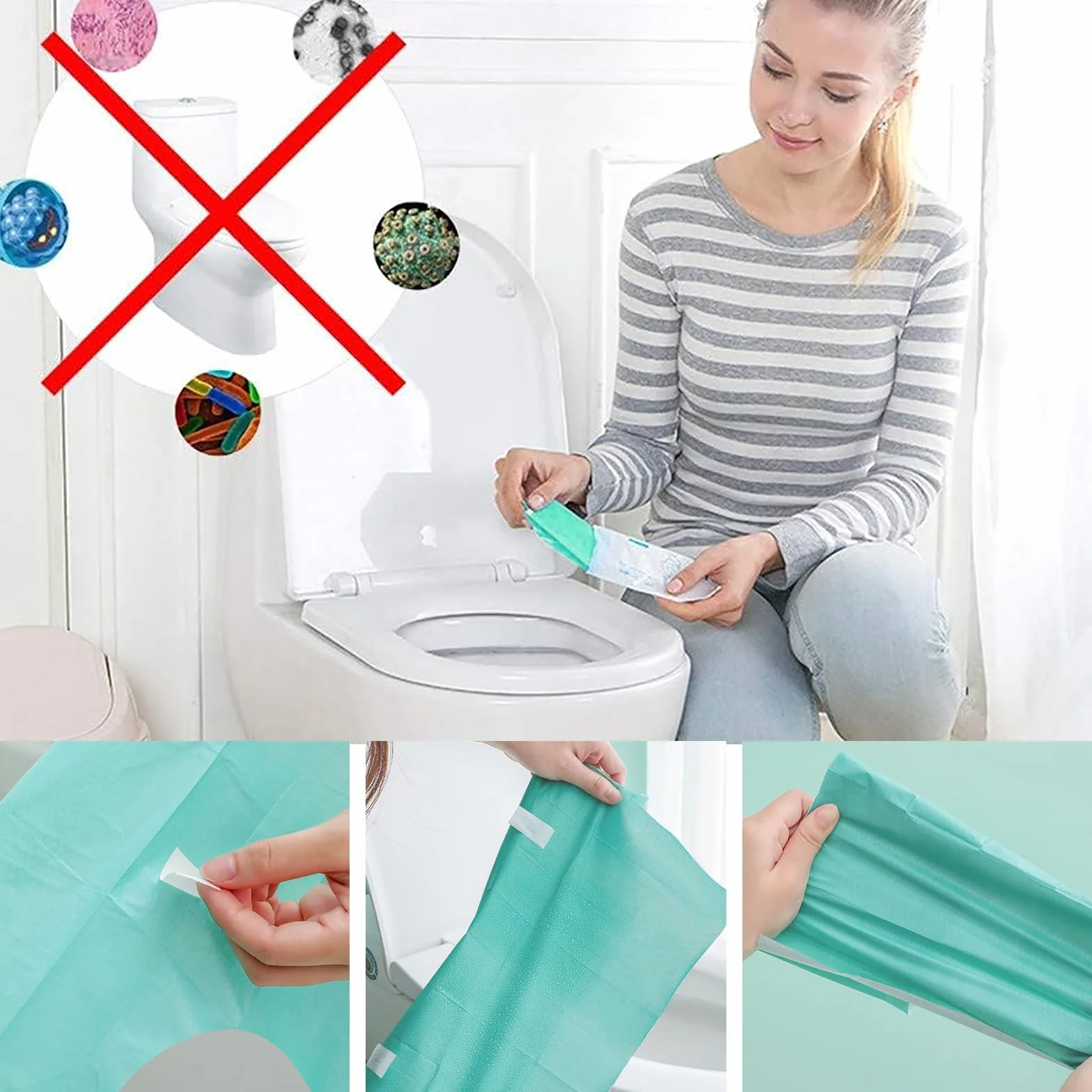 Copri Water WC USA e Getta Set 50 Copriwater Tavoletta WC Tessuto Non Tessuto Igienico